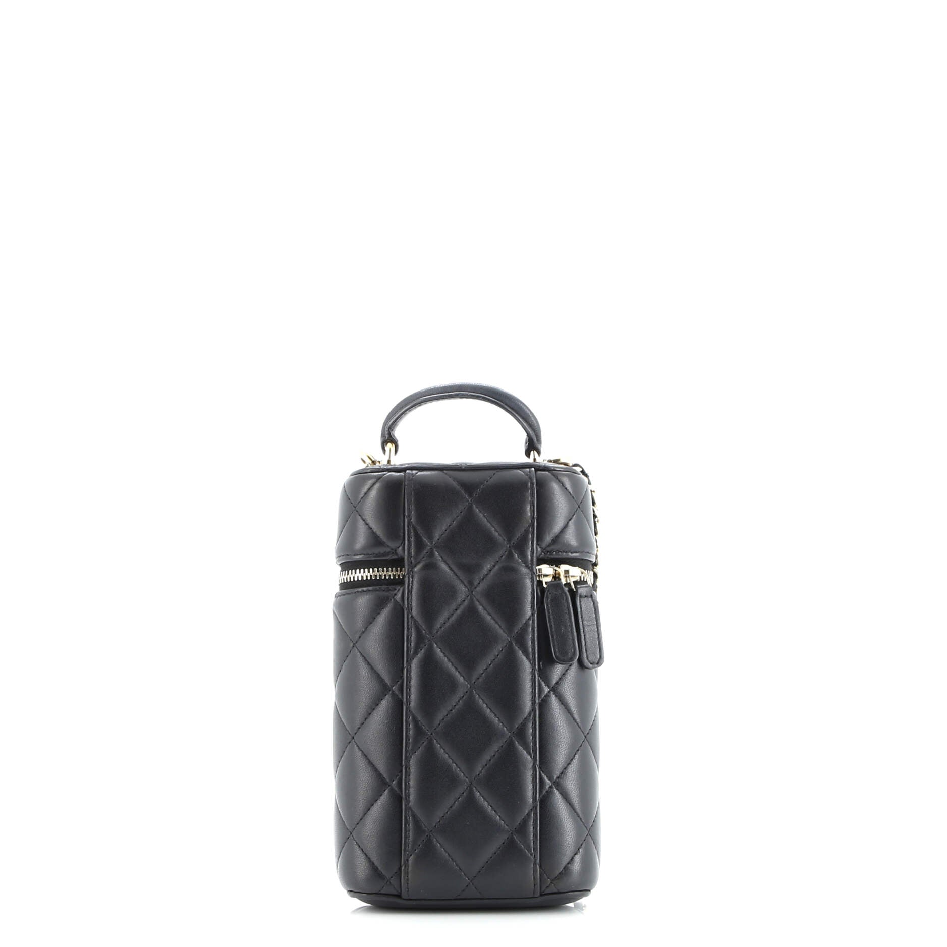 Classic Vanity Top Handle Phone Holder with Chain Quilted Lambskin
