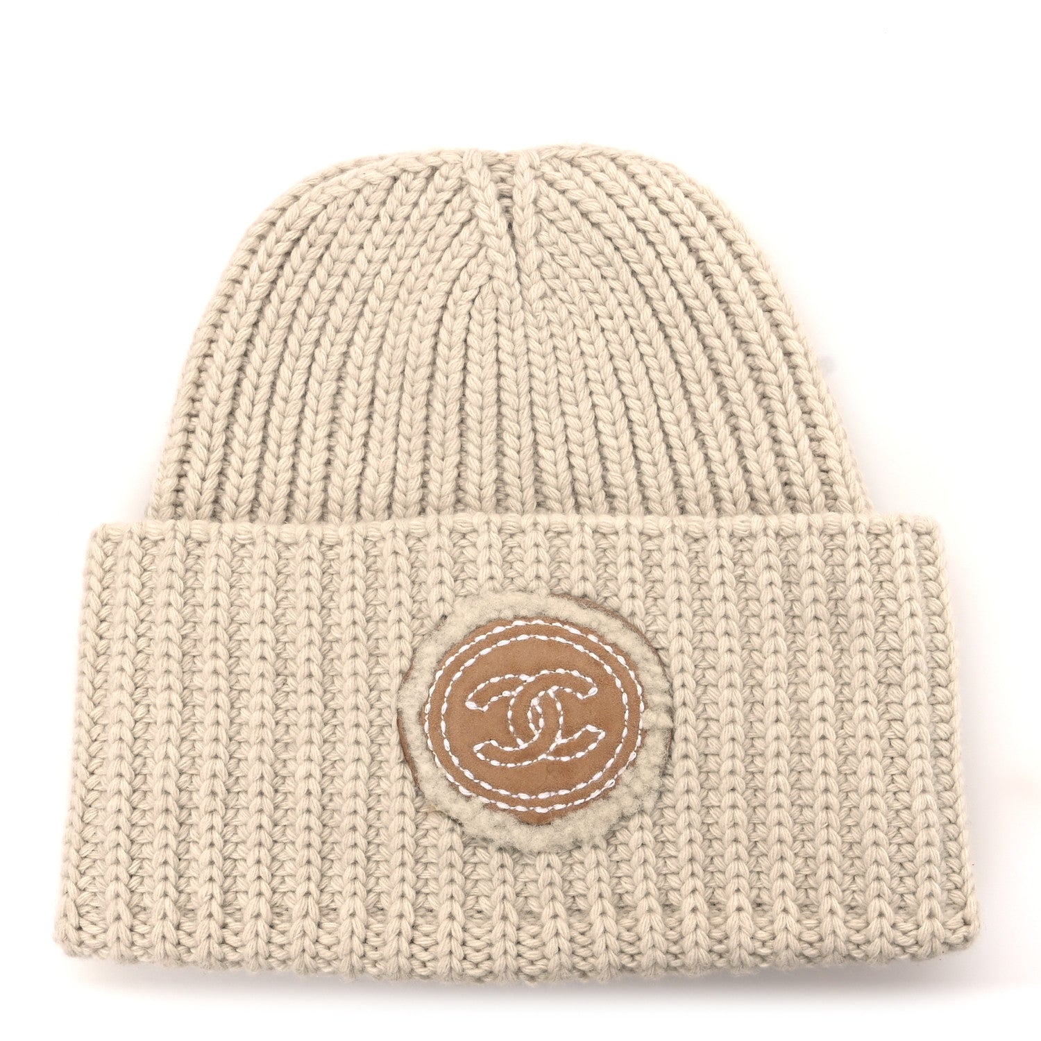 Wool Cashmere CC Beanie Hat White