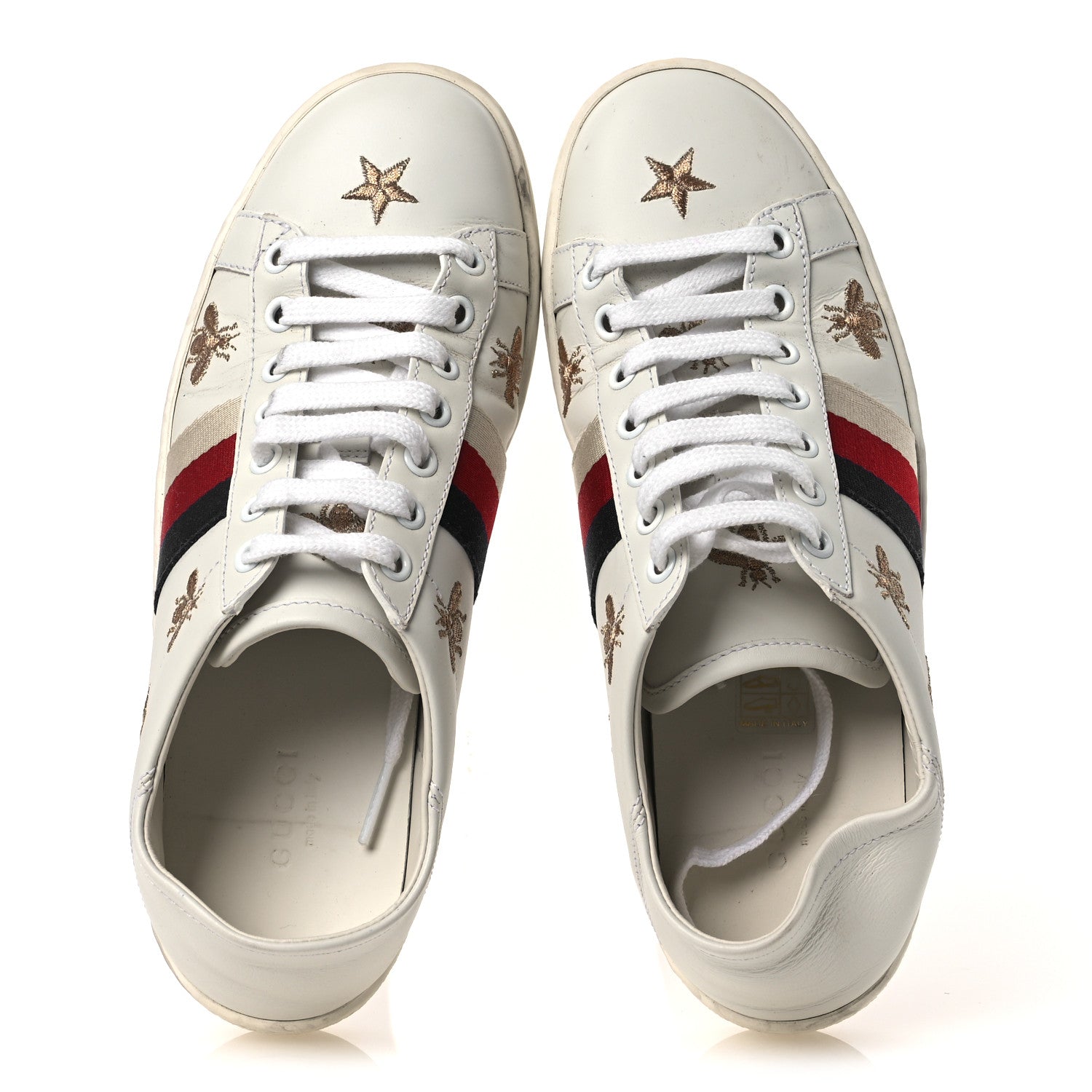 Calfskin Bee Star Embroidered Sylvie Web Ace Sneakers 35.5 White