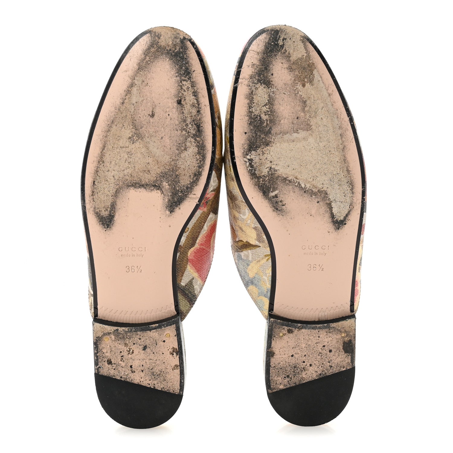 GG Supreme Monogram Malaga Kid Water Flora Womens Princetown Slippers 36.5 Beige White Multicolor Mystic White