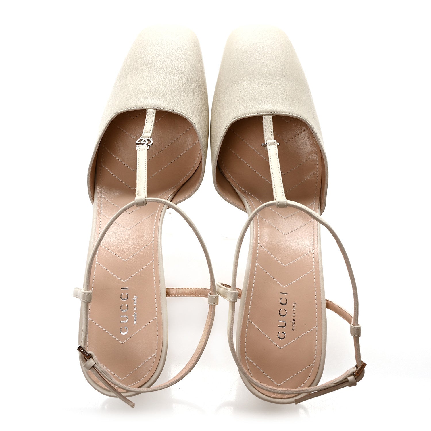 Nappa Charlotte Petite GG 55mm Slingback Pumps 40 New Mystic White