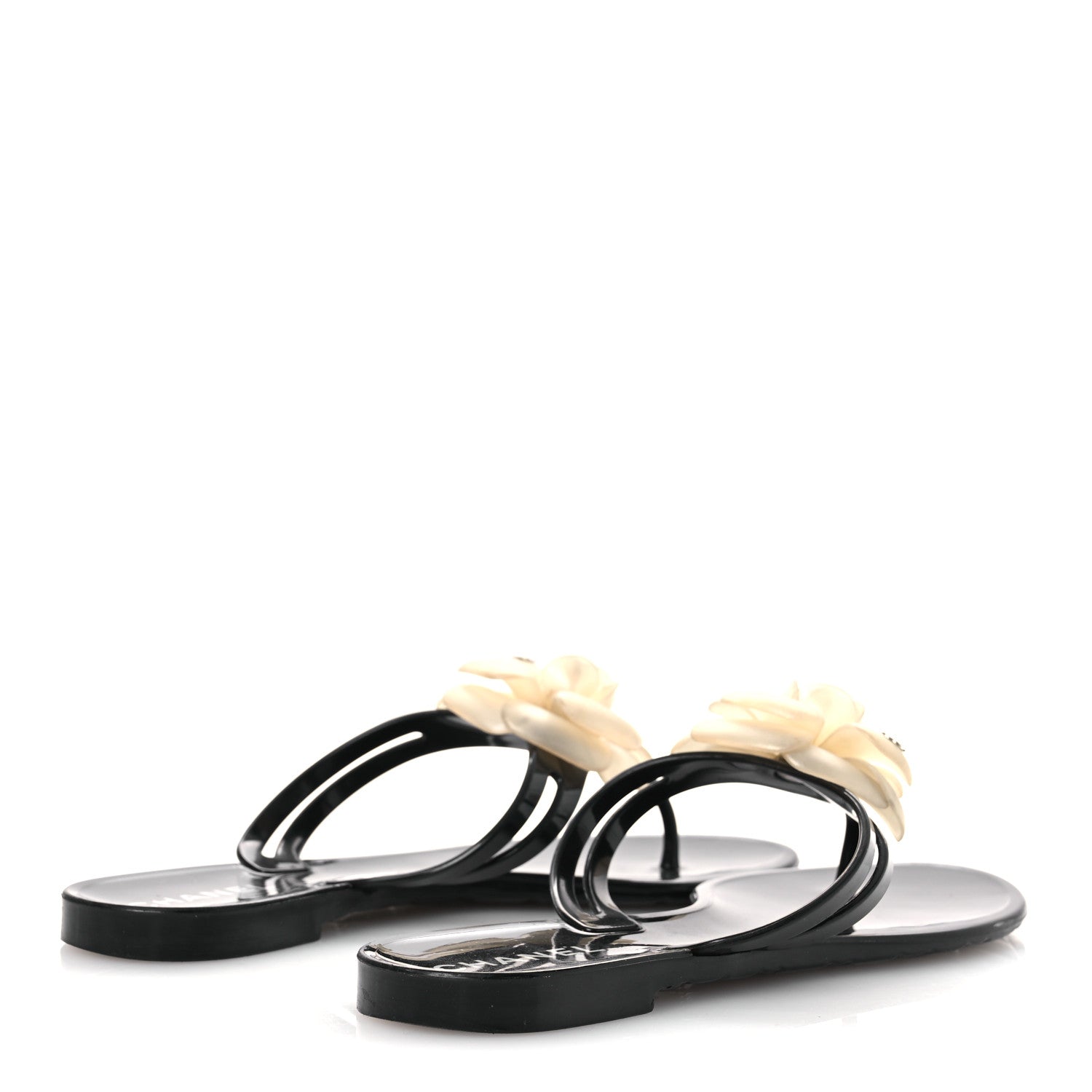 Jelly Camellia Thong Sandals 38 Black Ivory