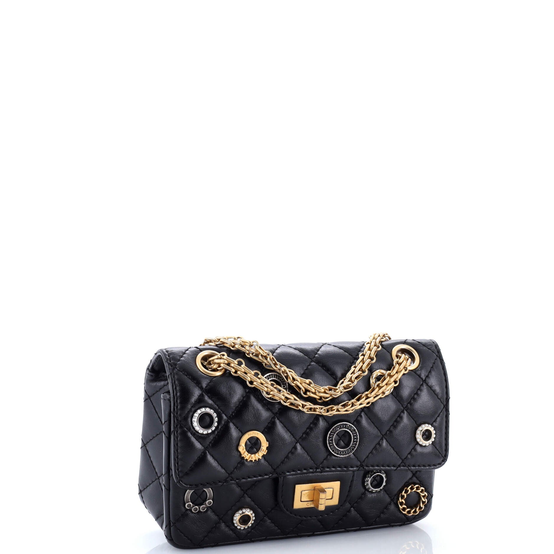 Crystal Charms 2.55 Reissue Flap Bag Aged Quilted Calfskin 224
