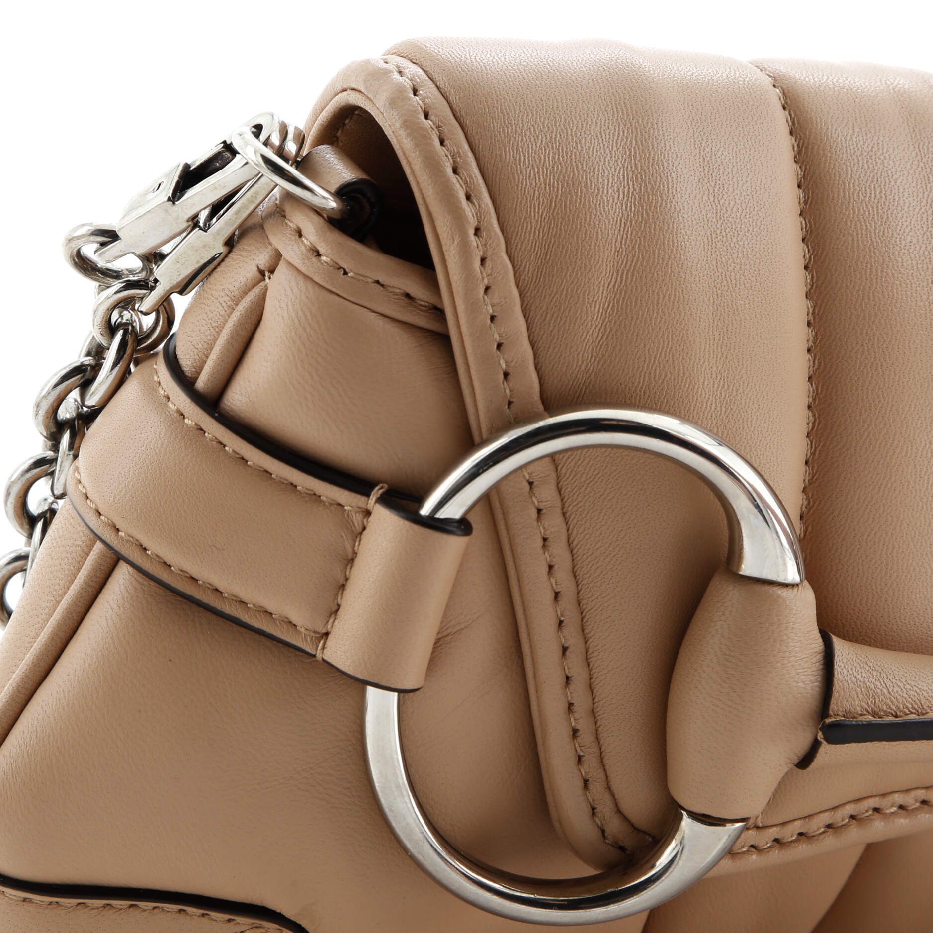 Horsebit Chain Shoulder Bag Vertical Quilted Leather Small