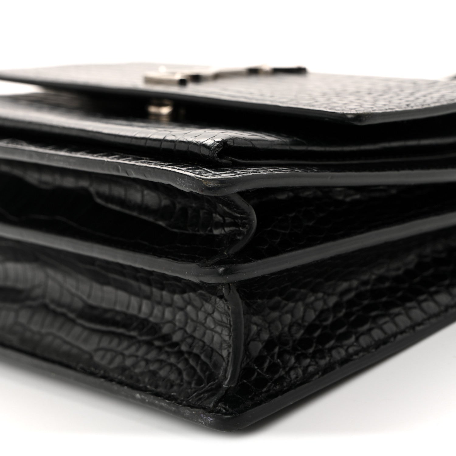 Calfskin Crocodile Embossed Medium Monogram Sunset Black