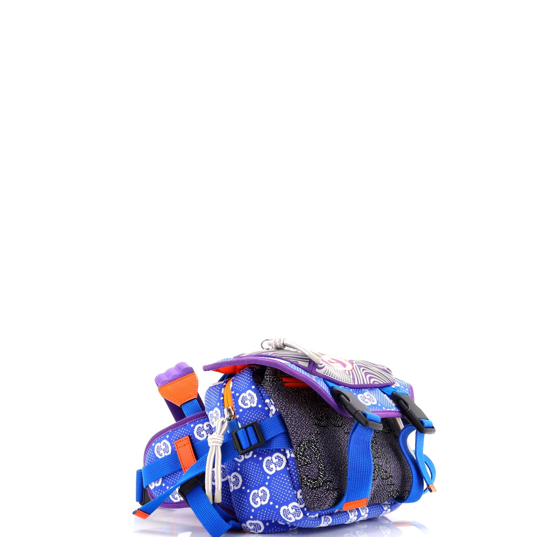 Buckle Flap Chest Strap Backpack GG Fabric with Rubber