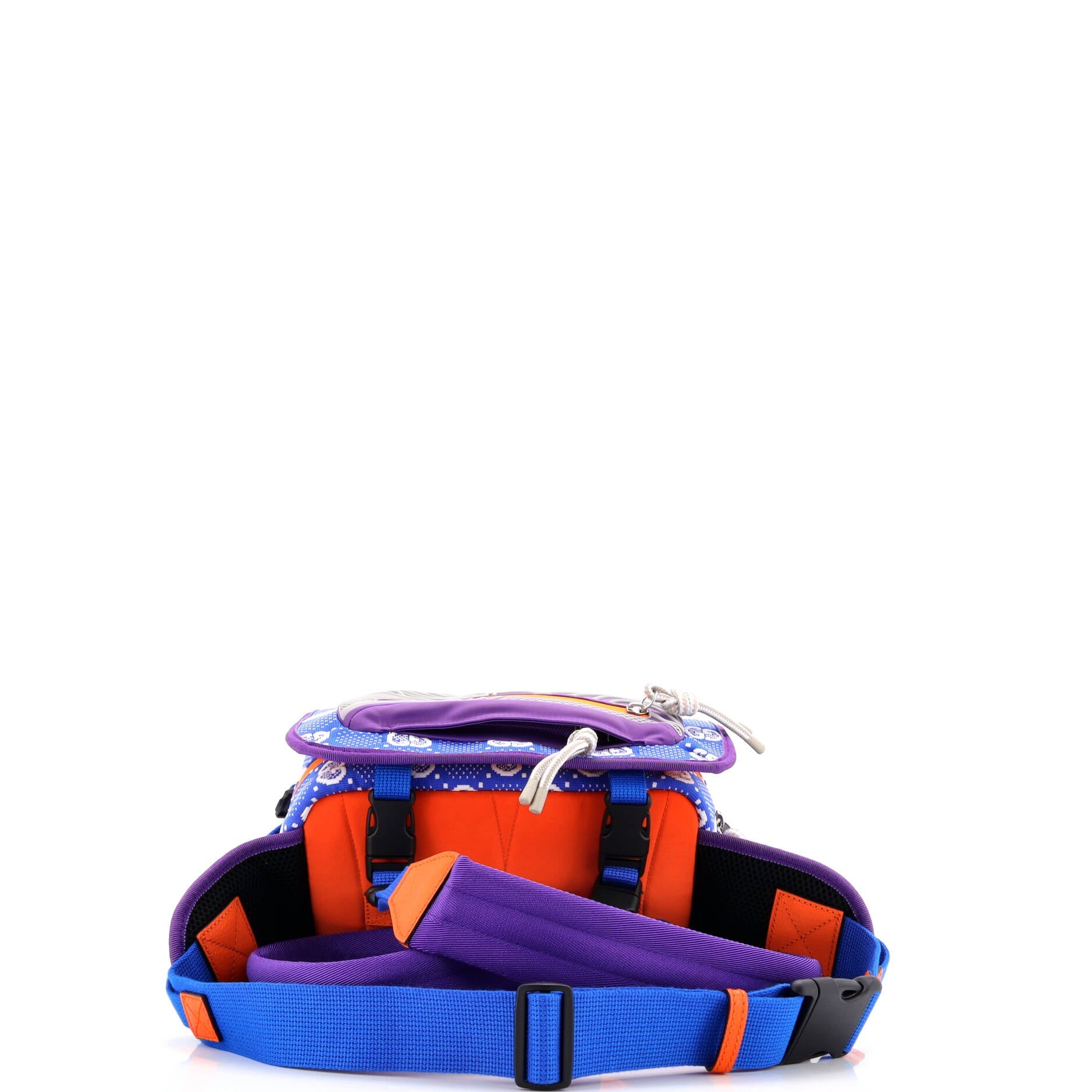 Buckle Flap Chest Strap Backpack GG Fabric with Rubber