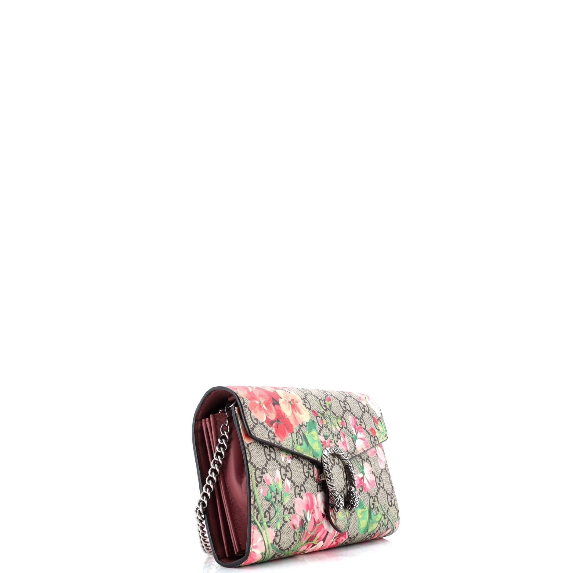 Dionysus Chain Wallet Blooms Print GG Coated Canvas Small