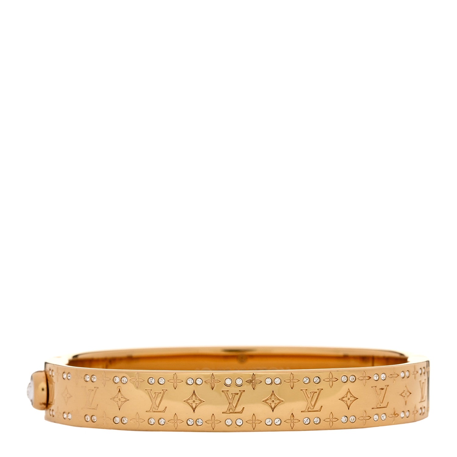 Brass Crystal Monogram Nanogram Strass Cuff S Gold