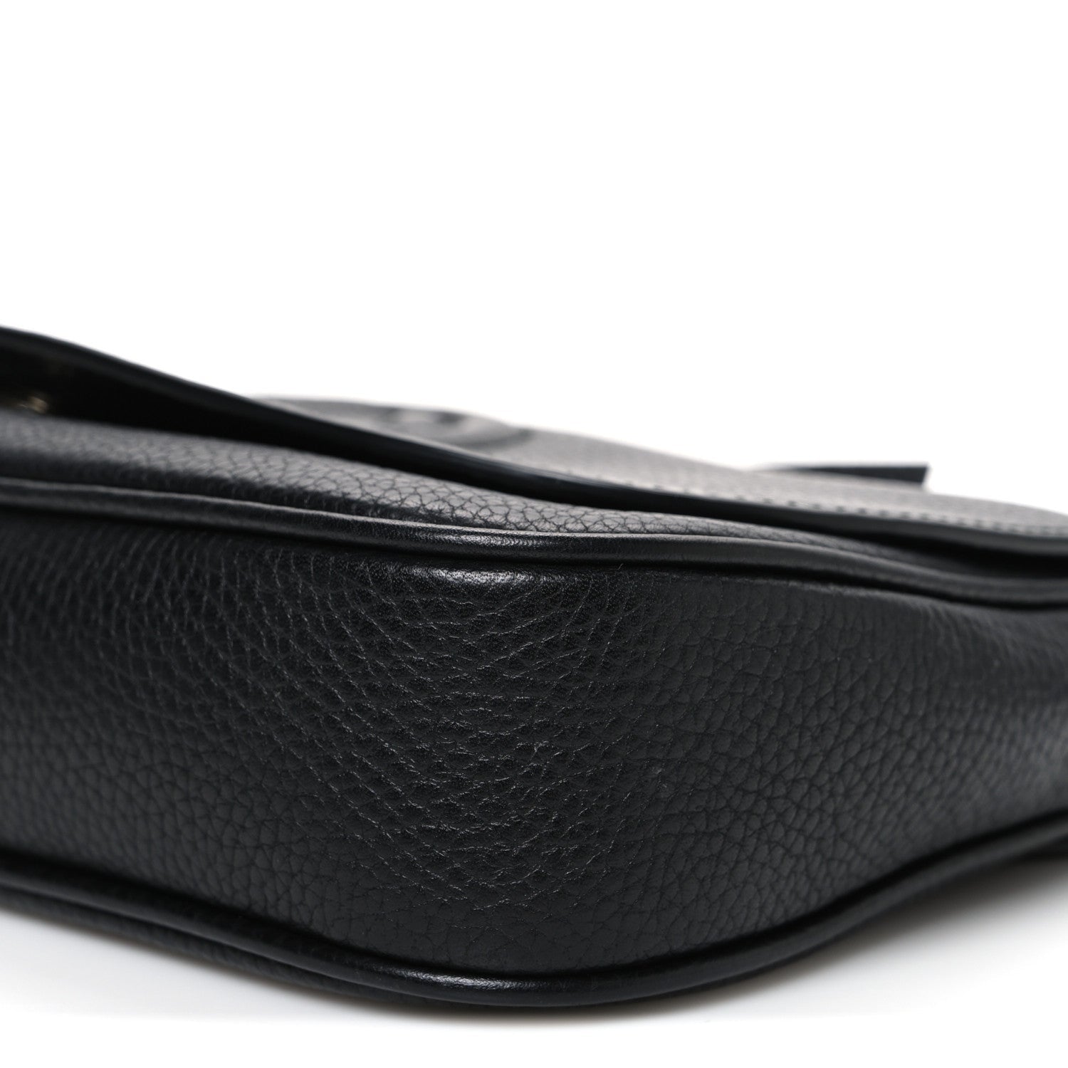 Pebbled Calfskin Medium Soho Flap Crossbody Black