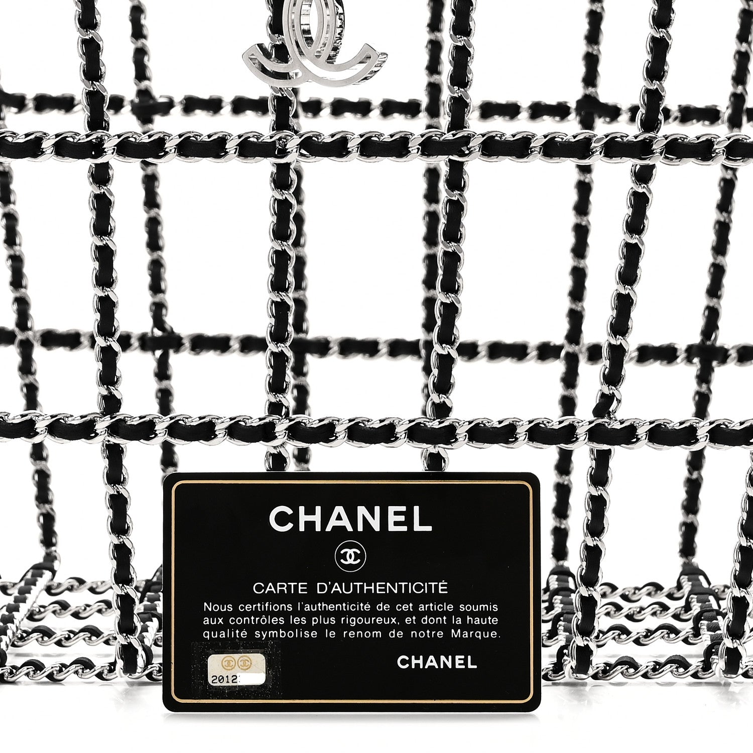 Brass Calfskin Medium Grocery By Chanel Shopping Basket Silver