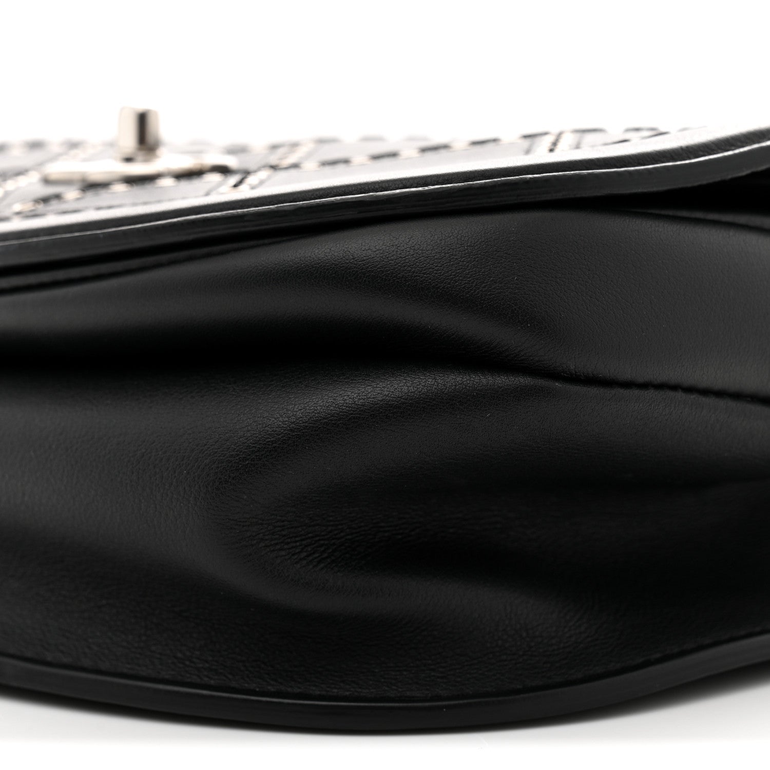 Calfskin Coco Eyelets Small Flap Bag Black