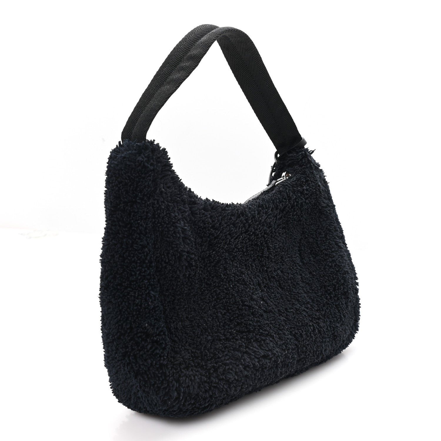 Terry Cloth Mini Re-Edition 2000 Bag Black White