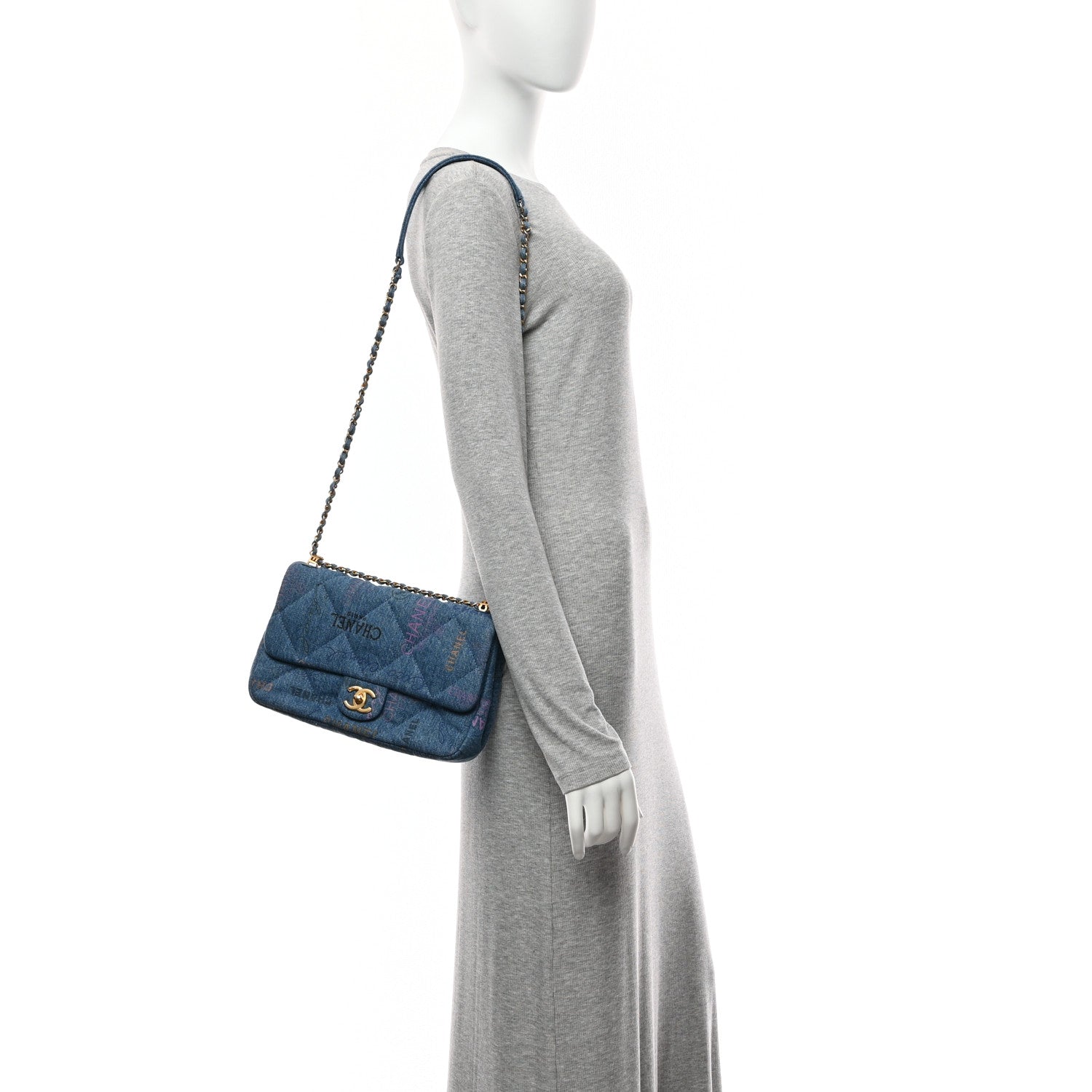 Denim Quilted Denim Large Mood Flap Blue Multicolor
