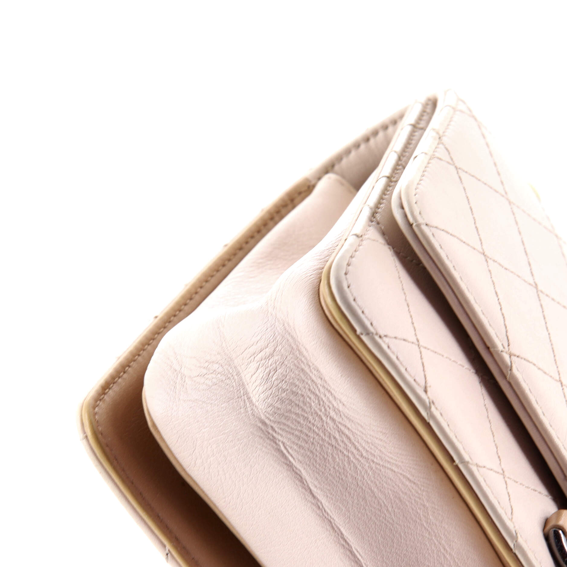 CC Chain Flap Shoulder Bag Quilted Calfskin Small