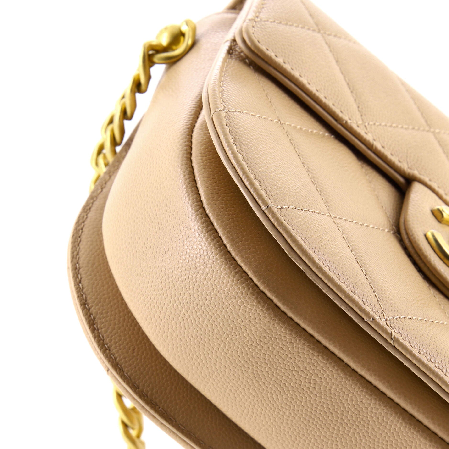 Moon Flap Messenger Bag Quilted Caviar Mini