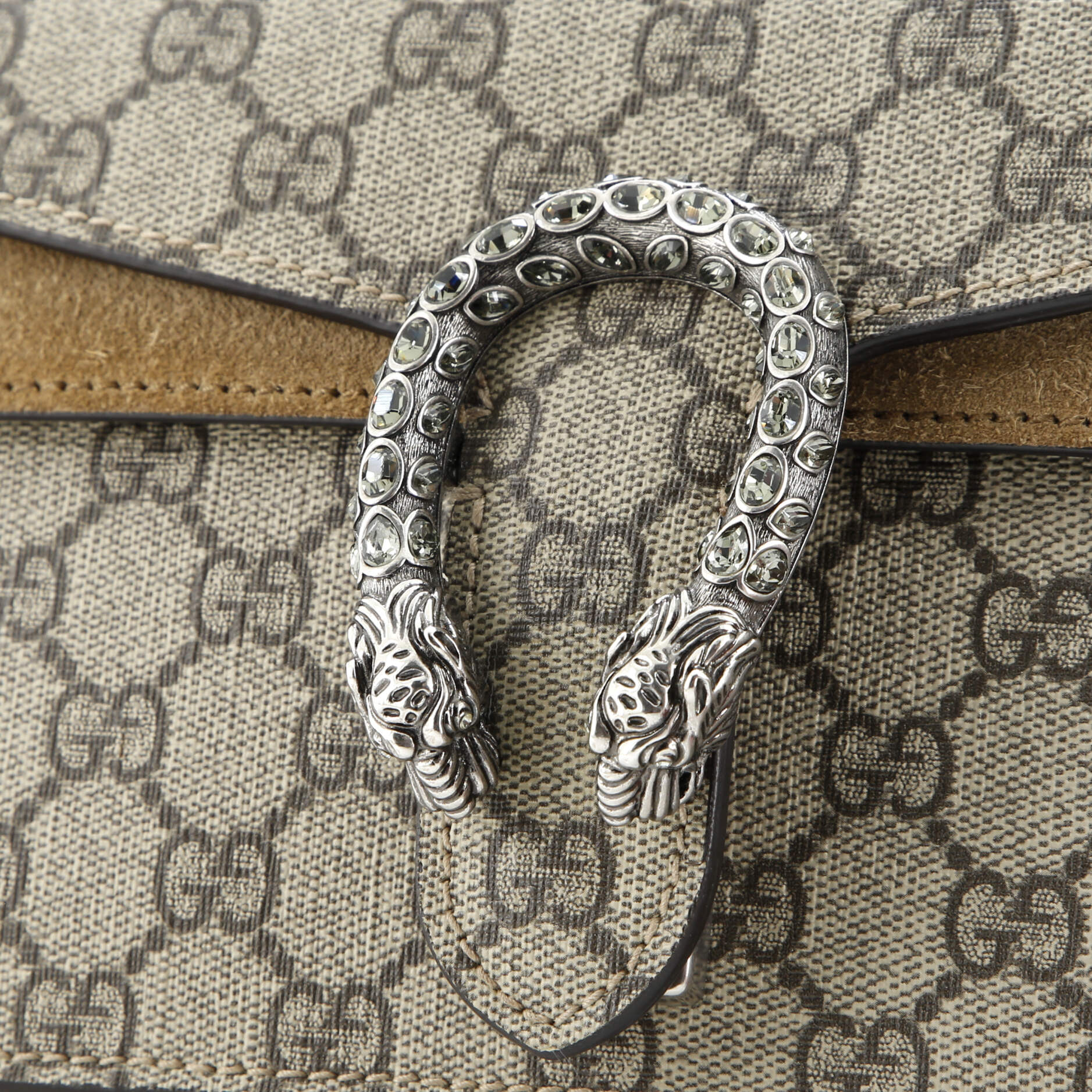 Dionysus Bag GG Coated Canvas with Crystal Embellished Metal Small