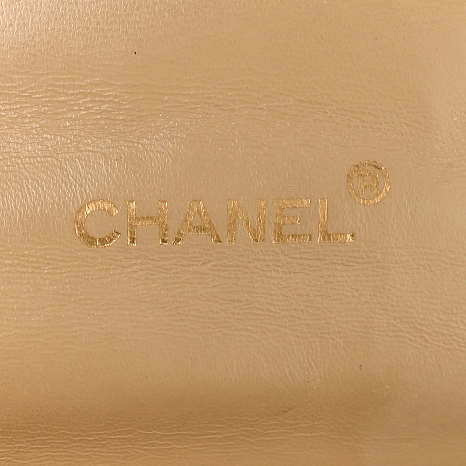 Lambskin Ribbon Stitched Flap Beige
