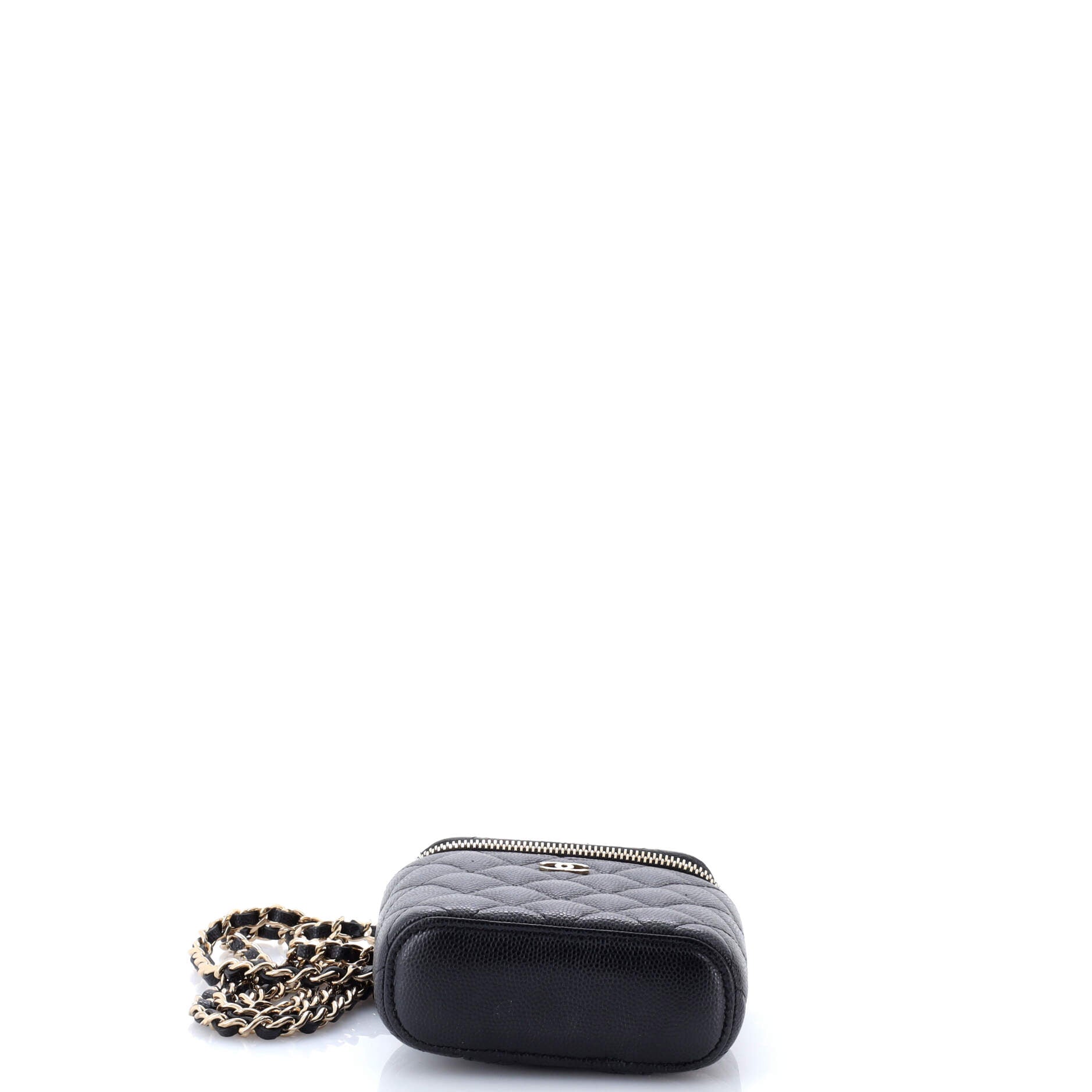 Vertical Classic Vanity Case with Chain Quilted Caviar Mini
