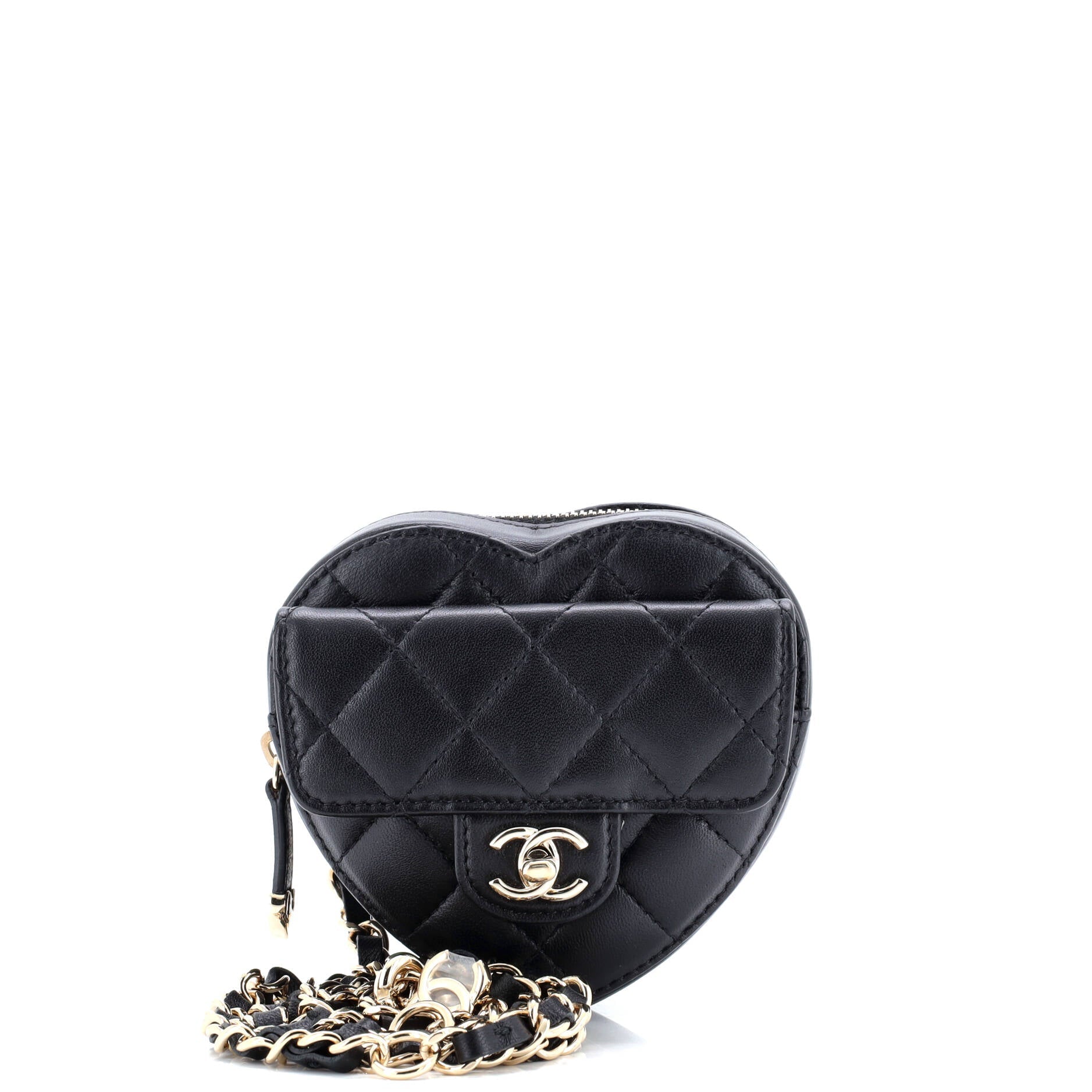 CC in Love Heart Belt Bag Quilted Lambskin