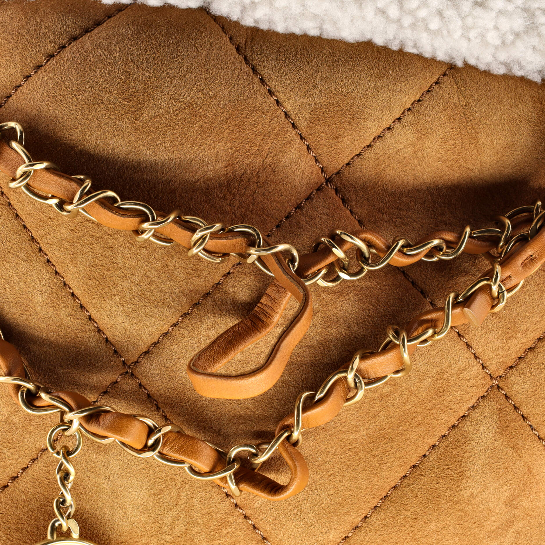 22 Chain Hobo Quilted Suede and Shearling Small