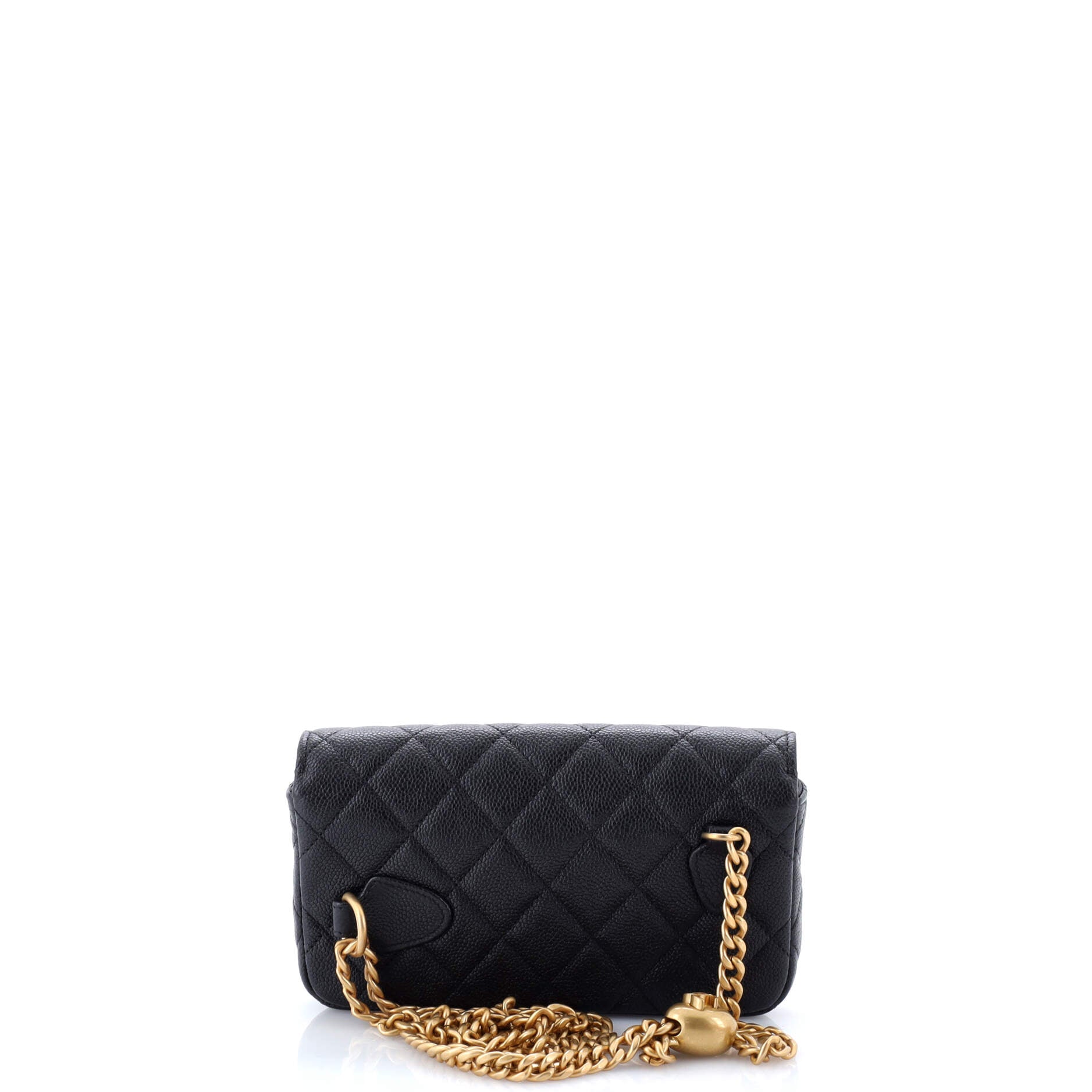 Sweetheart Adjustable Phone Holder with Chain Quilted Caviar
