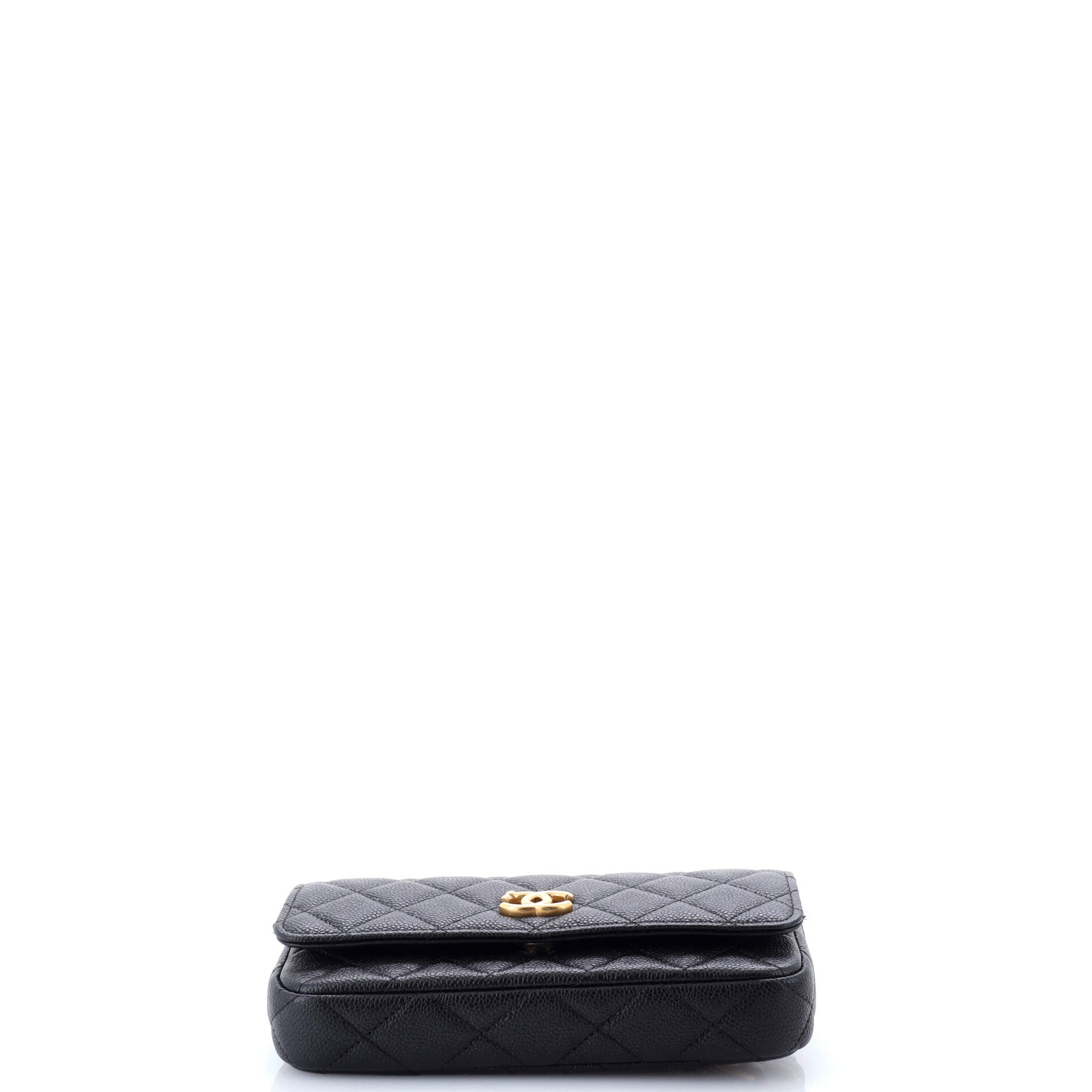 Sweetheart Adjustable Phone Holder with Chain Quilted Caviar