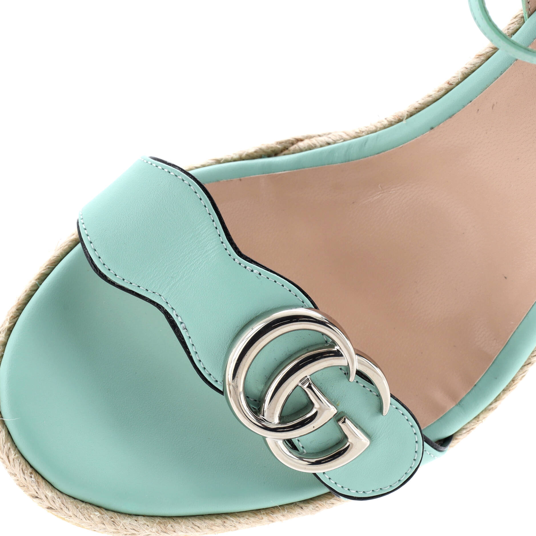Women's GG Marmont Wedge Espadrille Sandals Leather