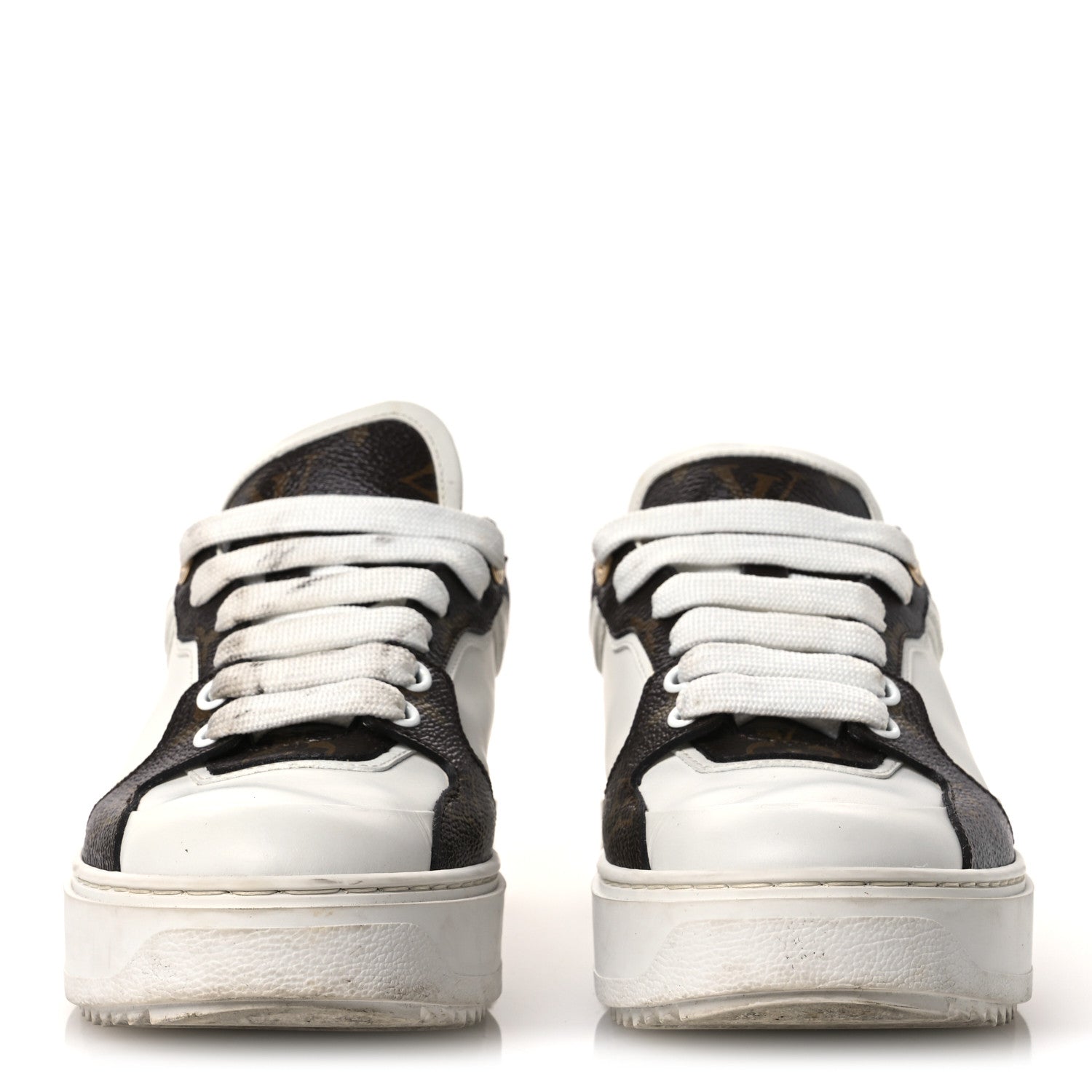 Calfskin Embossed Monogram Time Out Sneakers 36 White