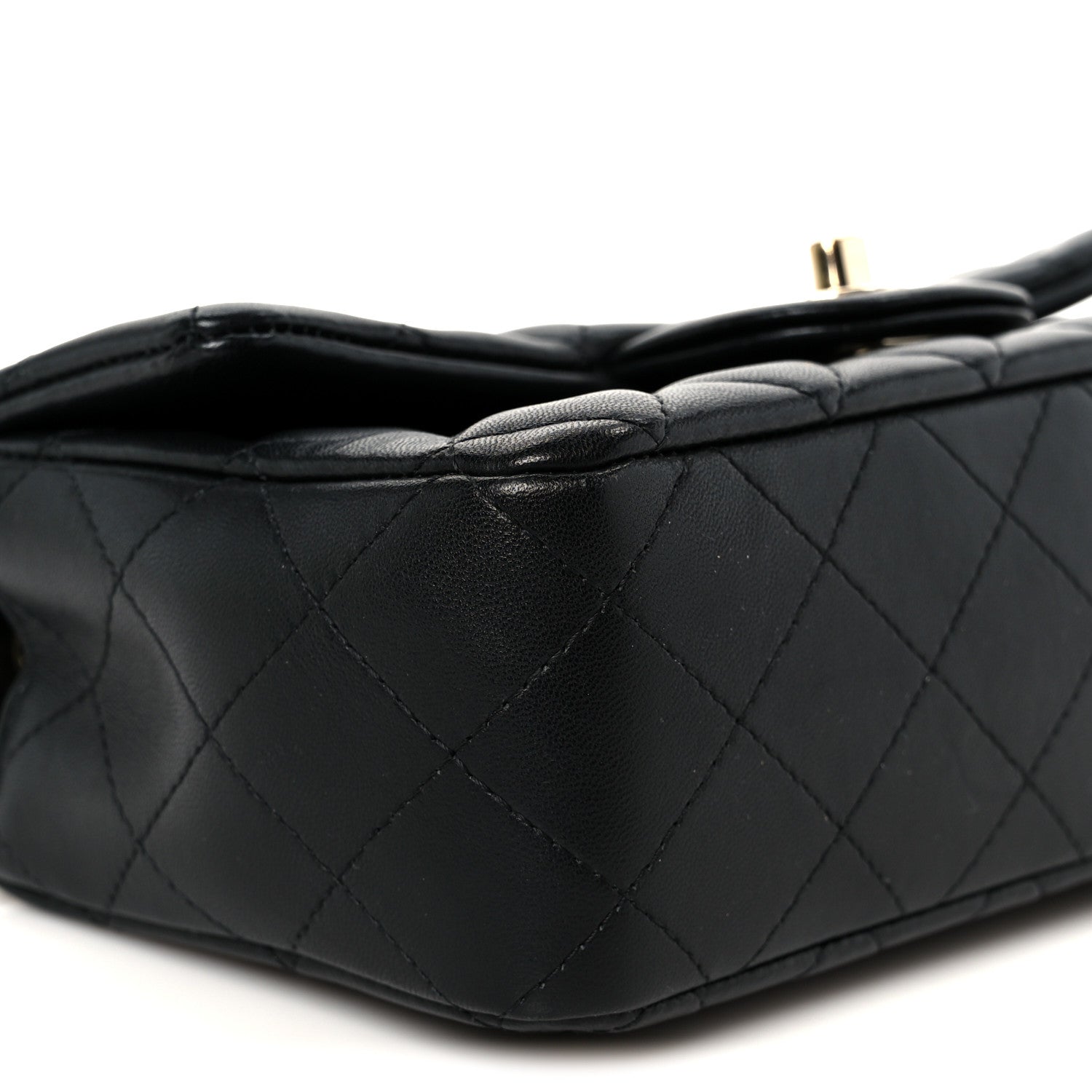 Lambskin Quilted Mini Rectangular Flap Black