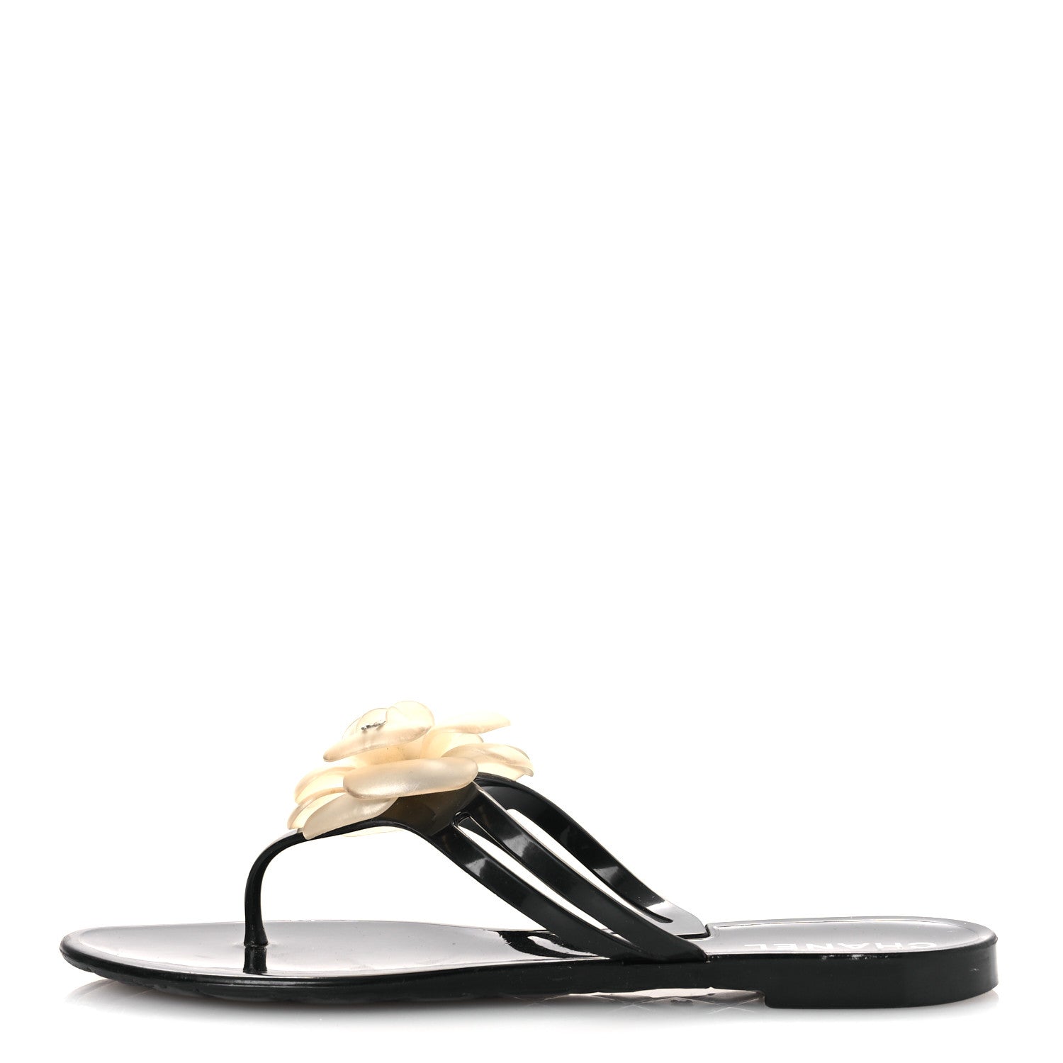 Jelly Camellia Thong Sandals 38 Black Ivory