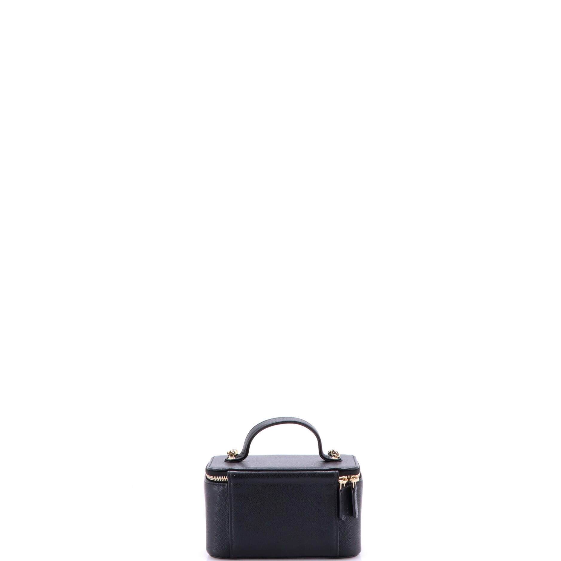 Business Affinity Top Handle Vanity Case with Chain Quilted Caviar Small
