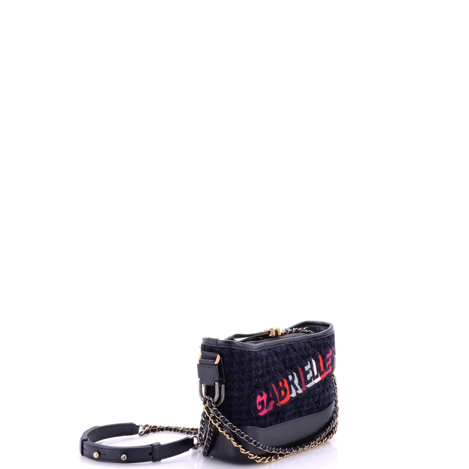 Gabrielle Logo Hobo Tweed and Calfskin Small