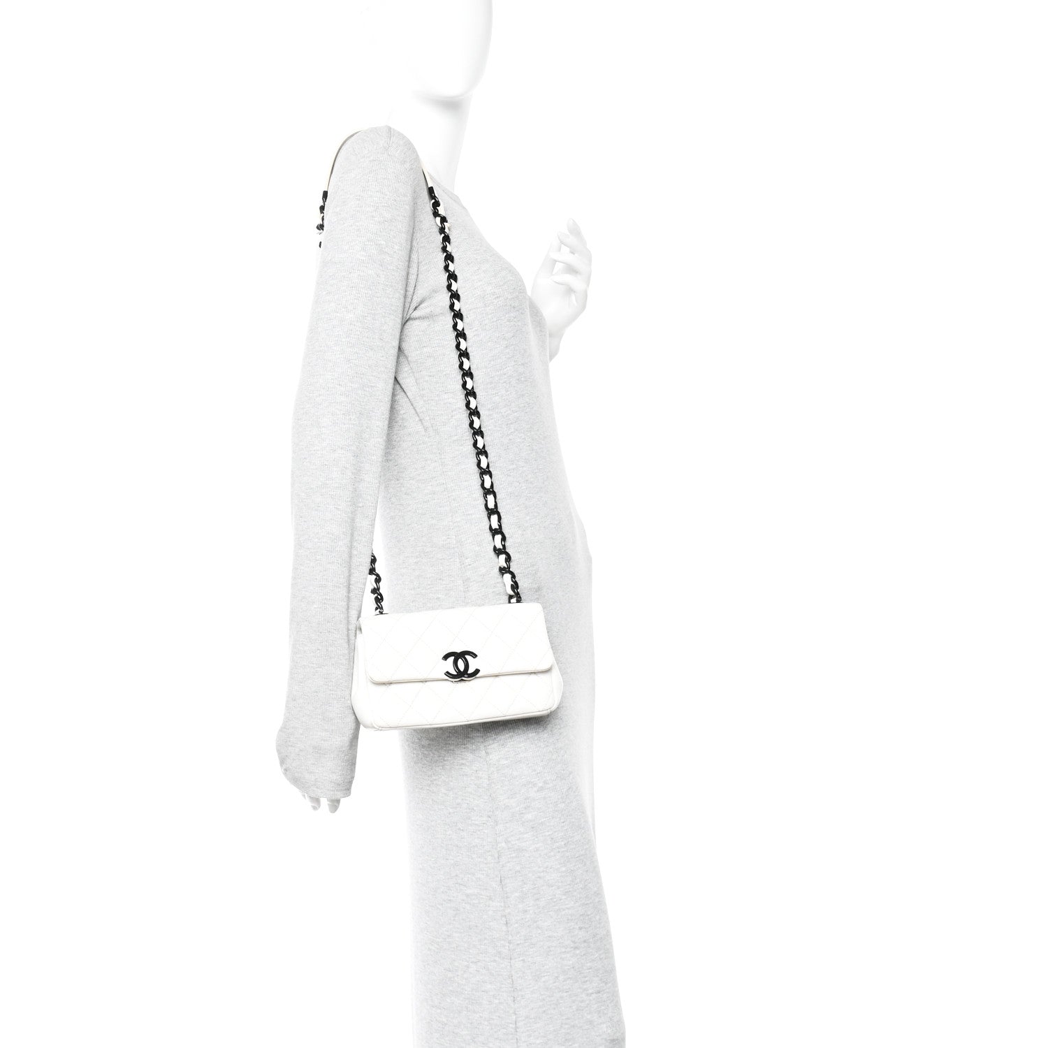 Caviar Quilted My Everything Small Flap White Black