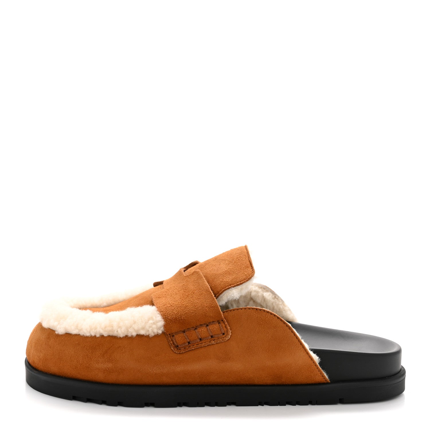 Suede Goatskin Shearling Go Mules 38 Beige Kraft Ecru