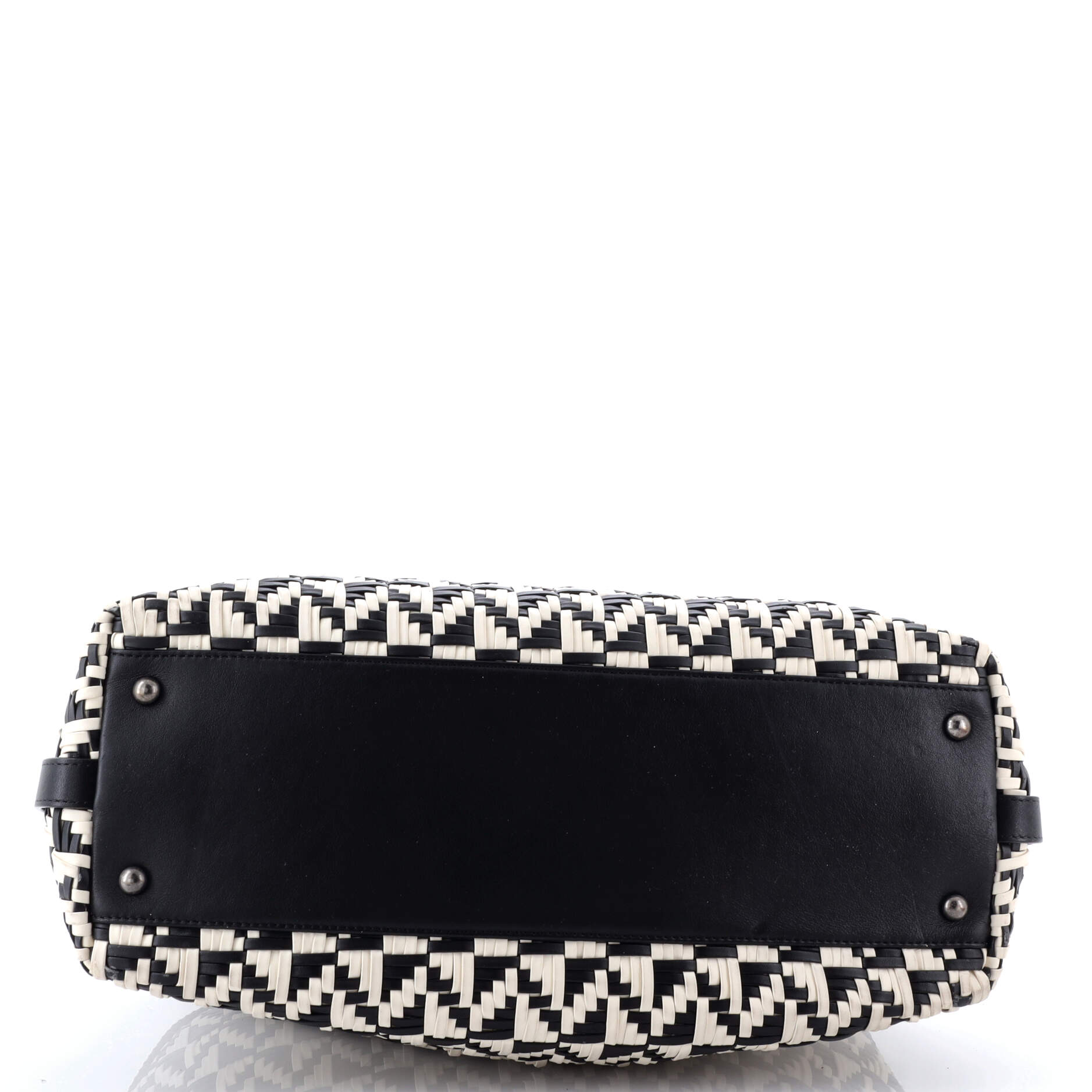 Convertible Chain Bowler Bag Woven Calfskin Large