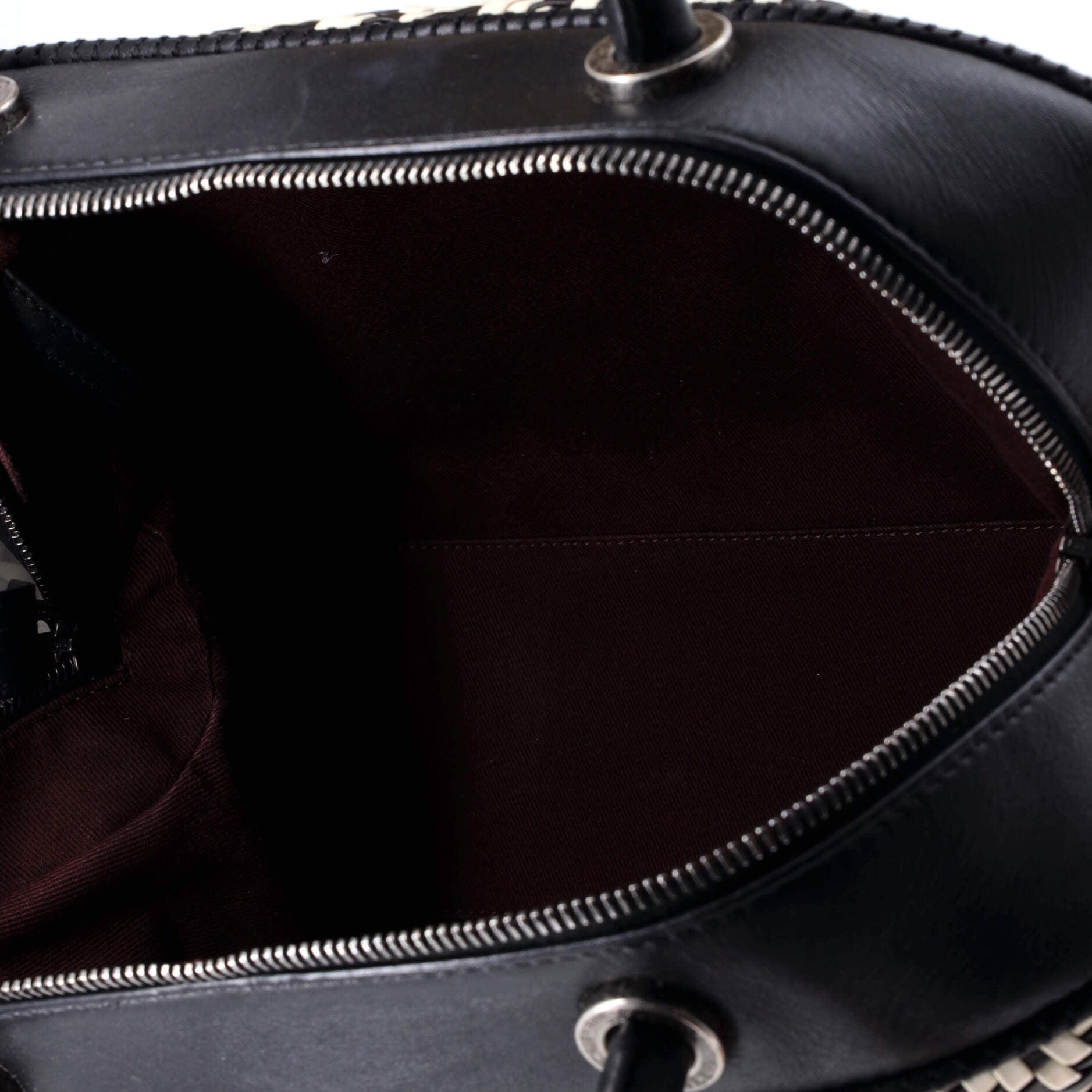 Convertible Chain Bowler Bag Woven Calfskin Large