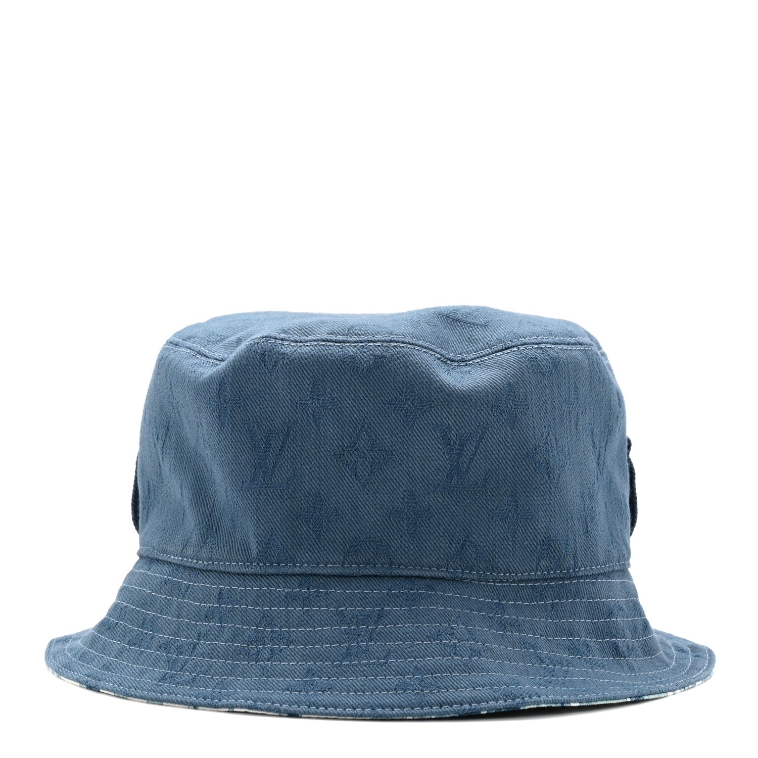 Cotton LV Play Monogram Aquagarden Reversible Bucket Hat Blue