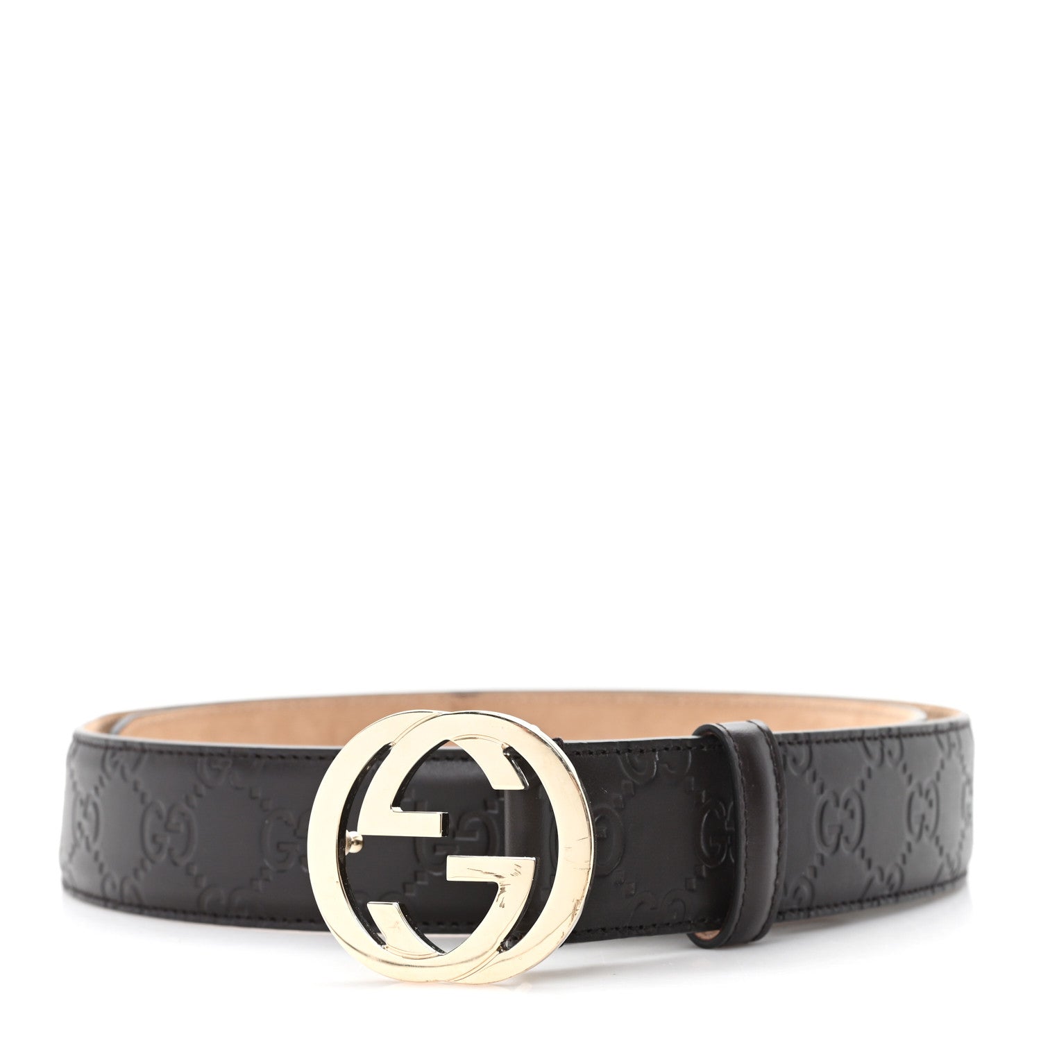 Guccissima Signature Interlocking G 37mm Belt 95 38 Nut Brown