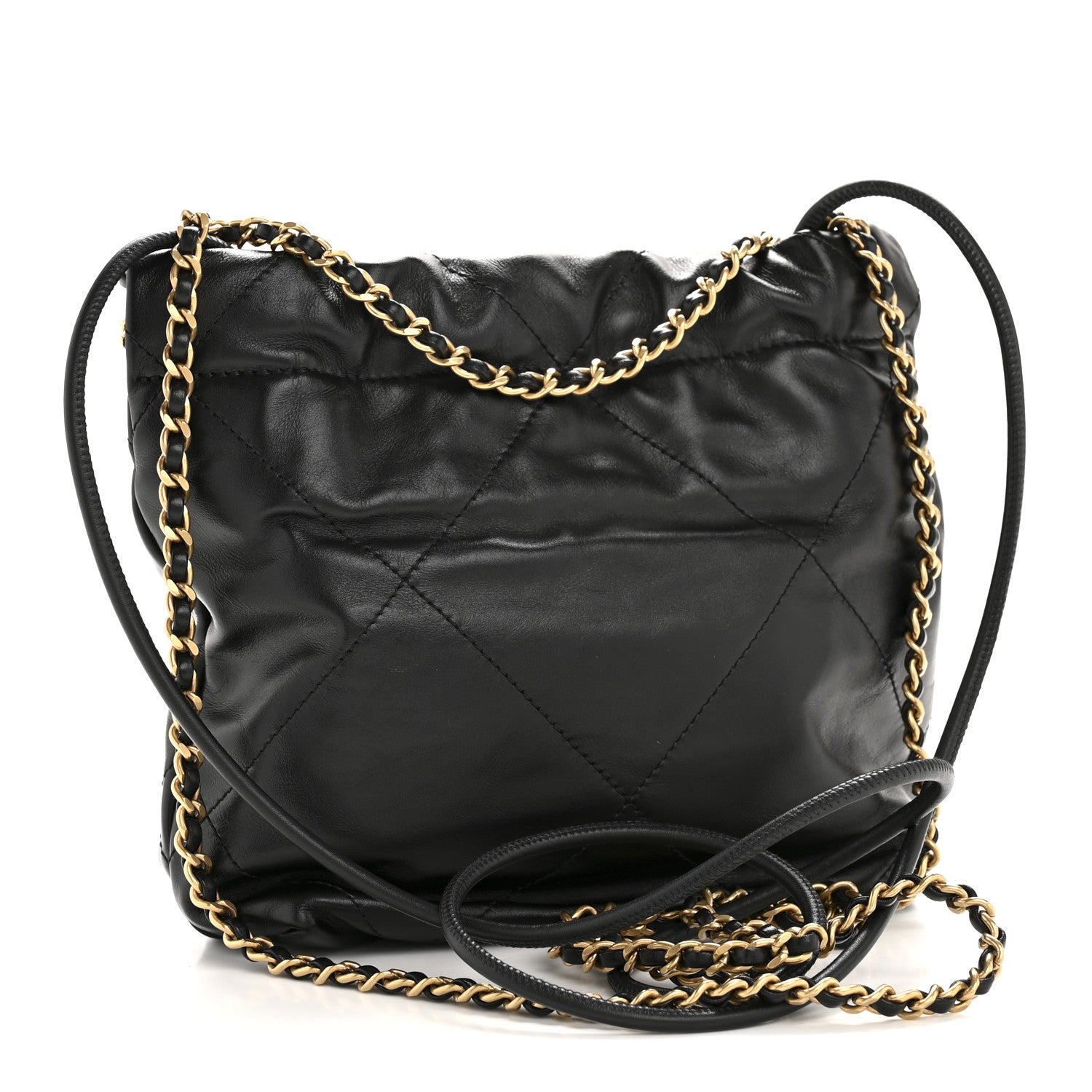 Shiny Calfskin Quilted Mini Chanel 22 Black