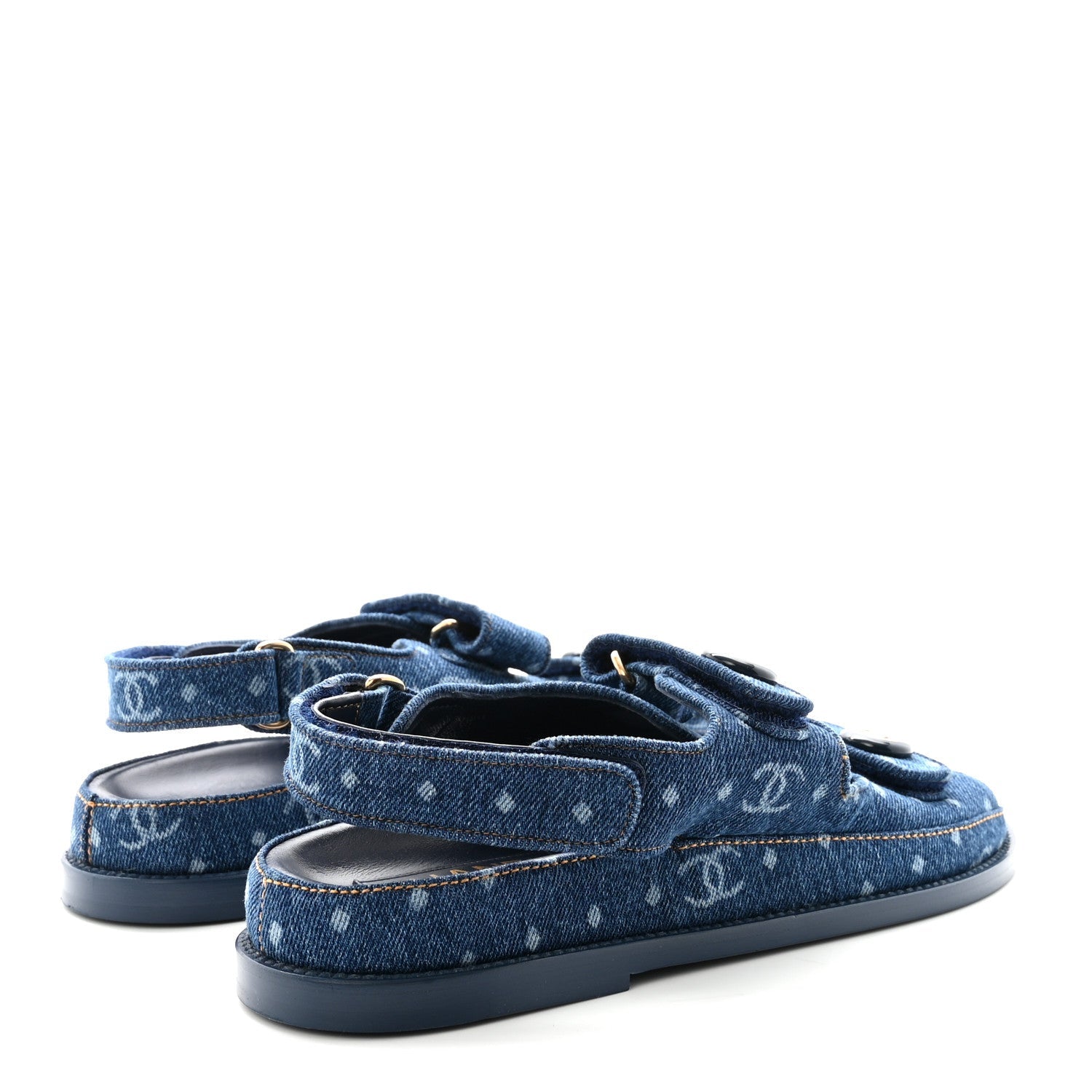 Printed Denim CC Dad Sandals 40 Dark Blue