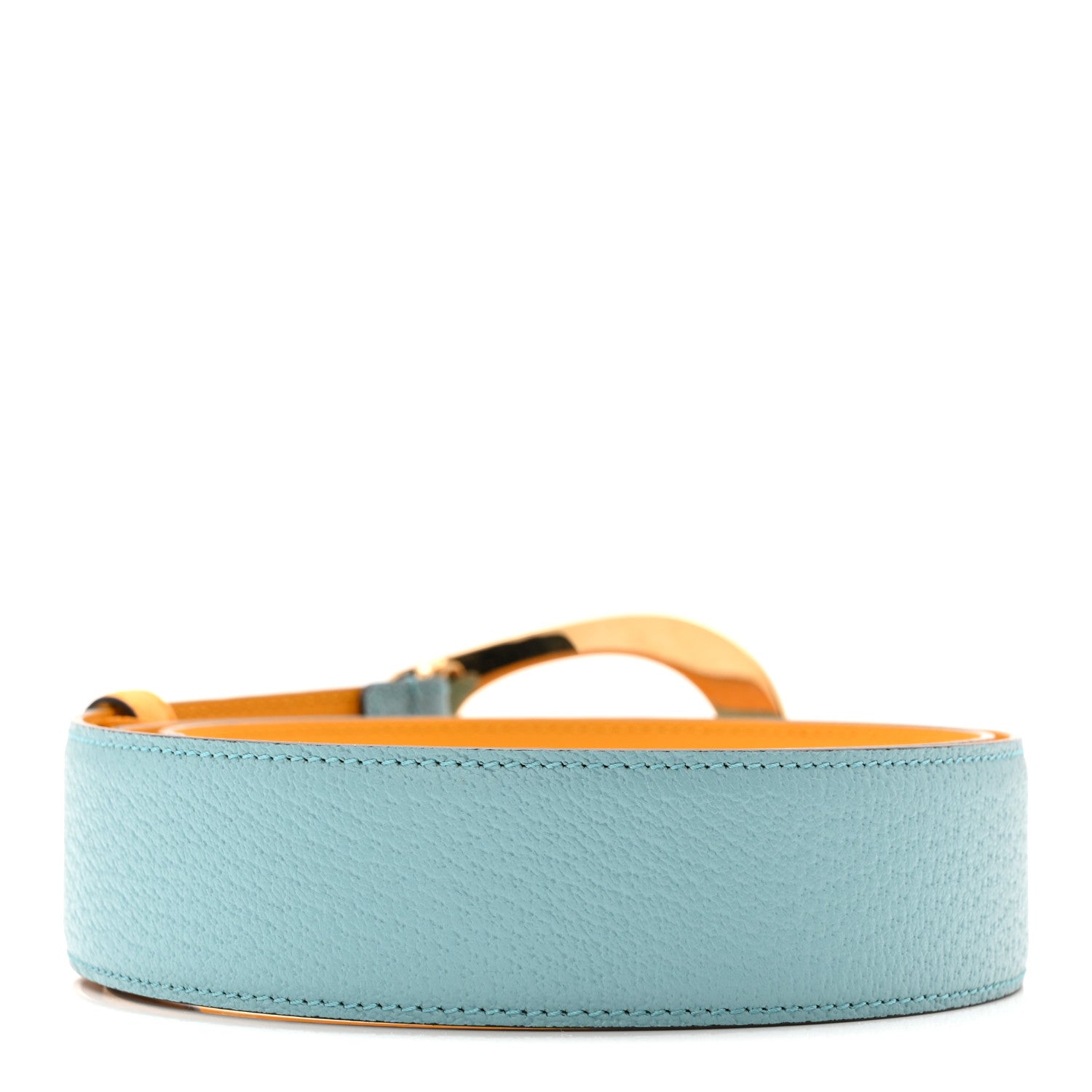 Textured Dollar Calfskin Criss-Cross Double G Memorable Buckle 40mm Belt 95 38 Dusty Azure Crop