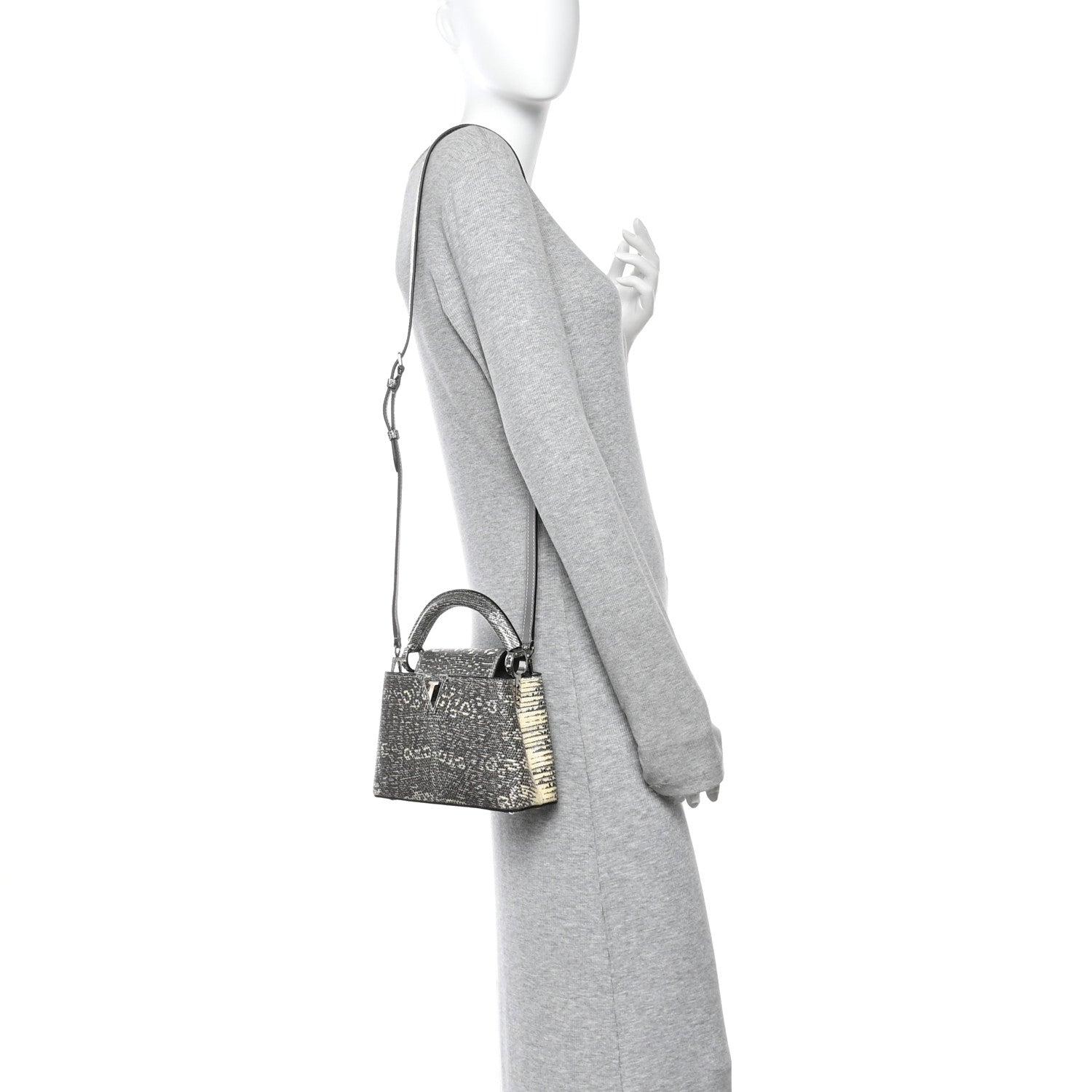 Lizard Mini Capucines Argento