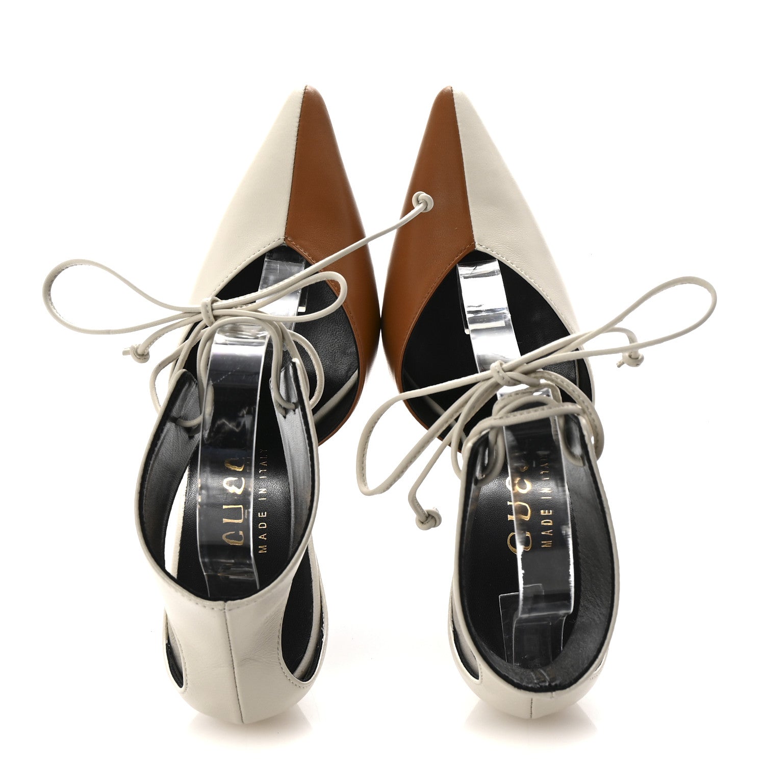 Soft Nappa Priscilla Ankle Cuff Pumps 37.5 Mystic White Harness Brown