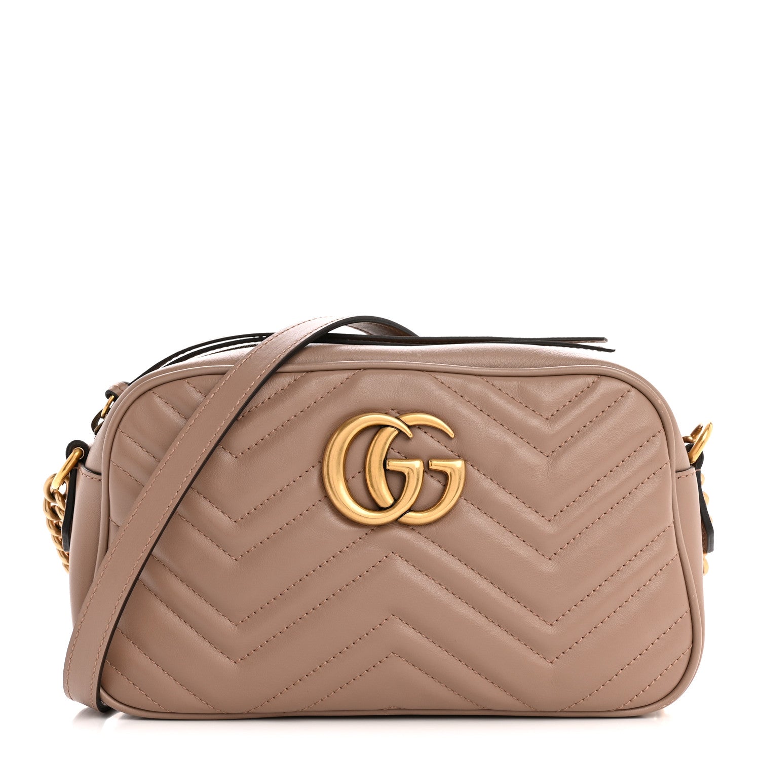 Calfskin Matelasse Small GG Marmont Chain Shoulder Bag Porcelain Rose