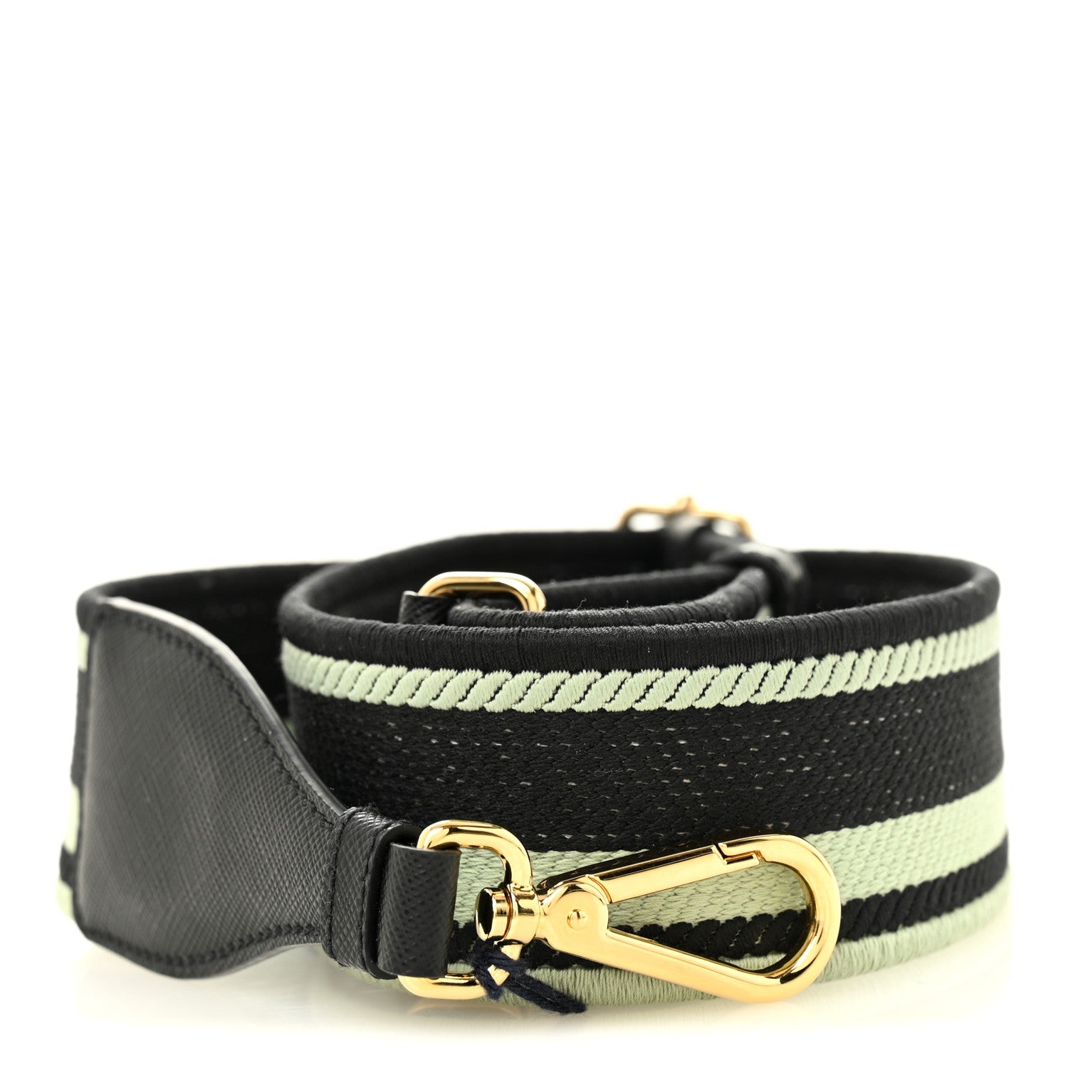 Saffiano Jacquard Logo Ricamo Shoulder Strap Black Acqua