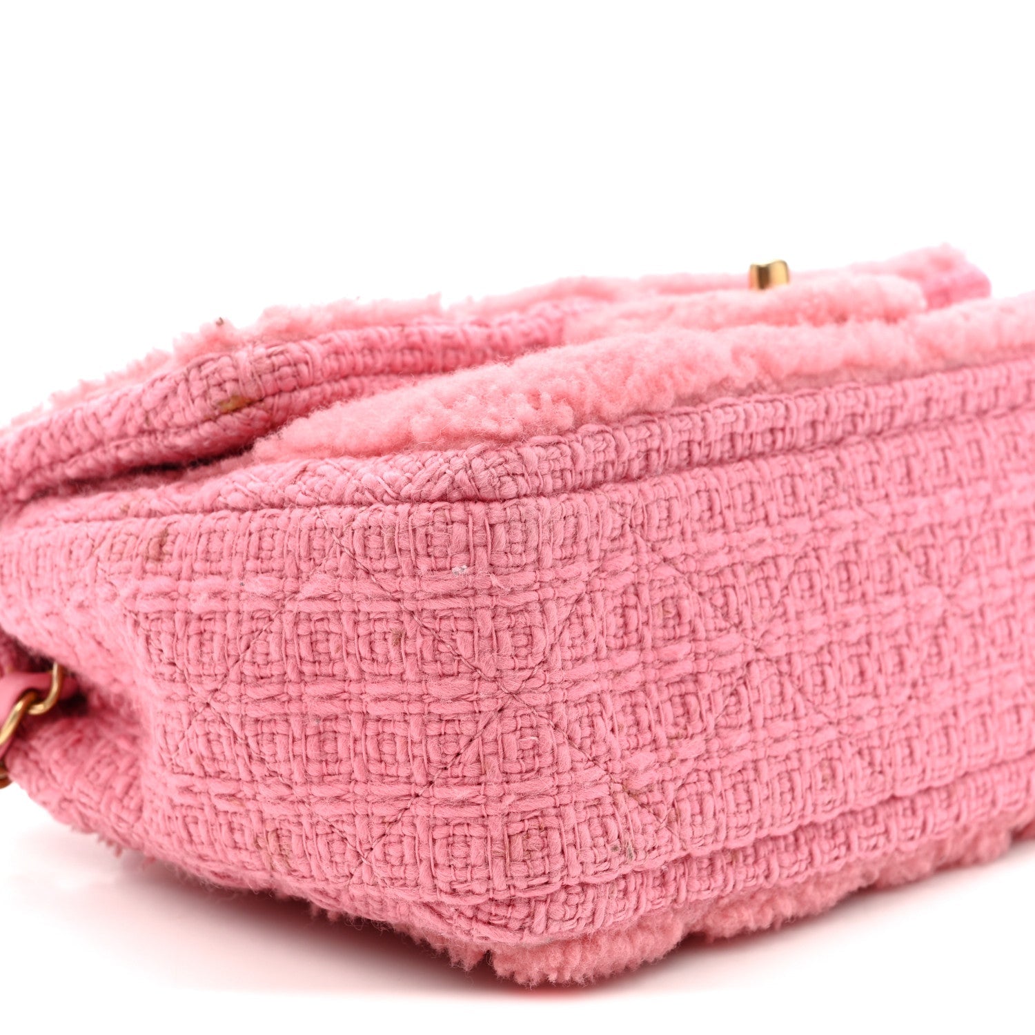 Shearling Tweed Quilted Medium Flap Bag Light Pink