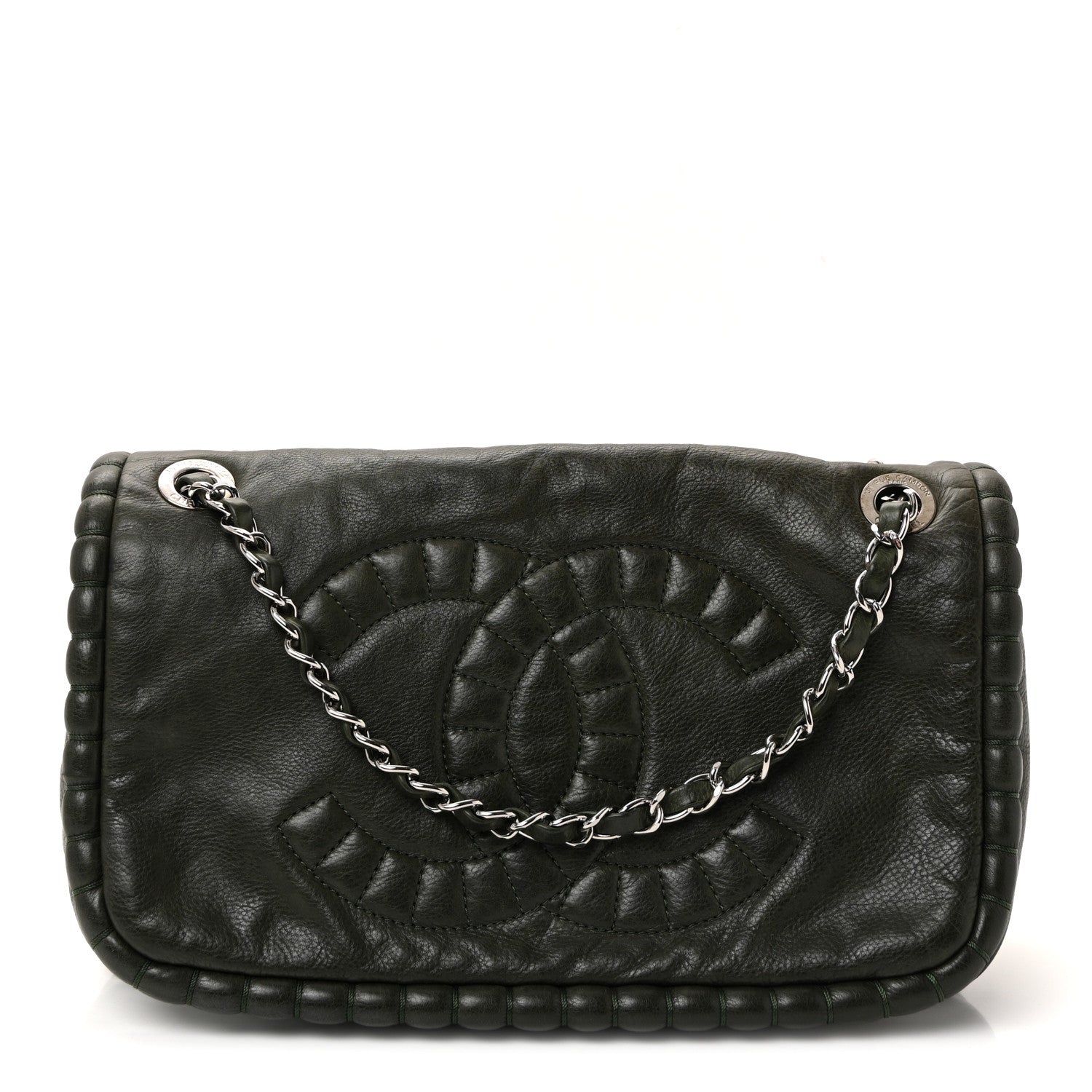 Calfskin Medium On the Bund Flap Dark Khaki