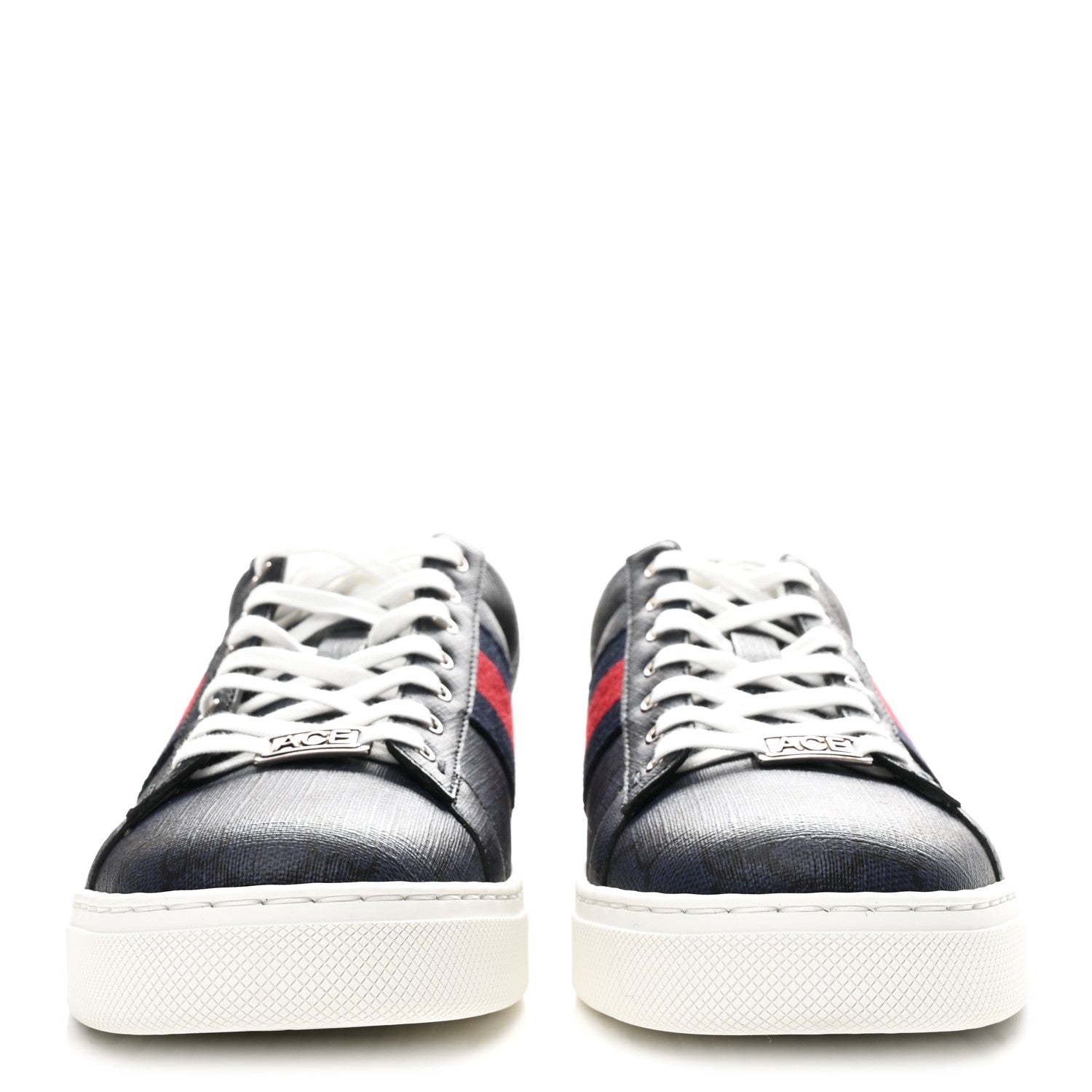 GG Supreme Monogram Ayers Web Mens New Ace Sneakers 8 Dark Blue