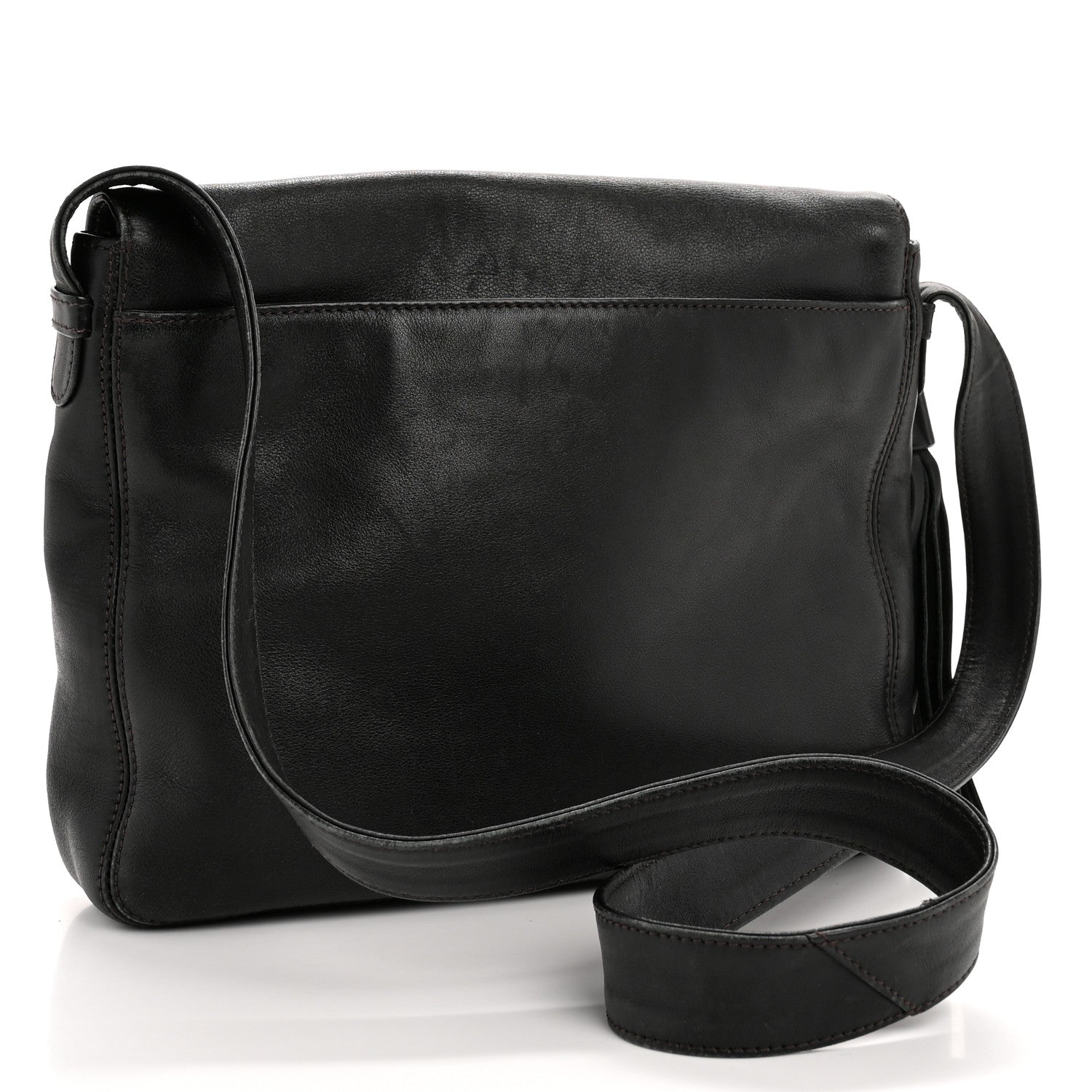 Lambskin CC Tassel Shoulder Flap Bag Black